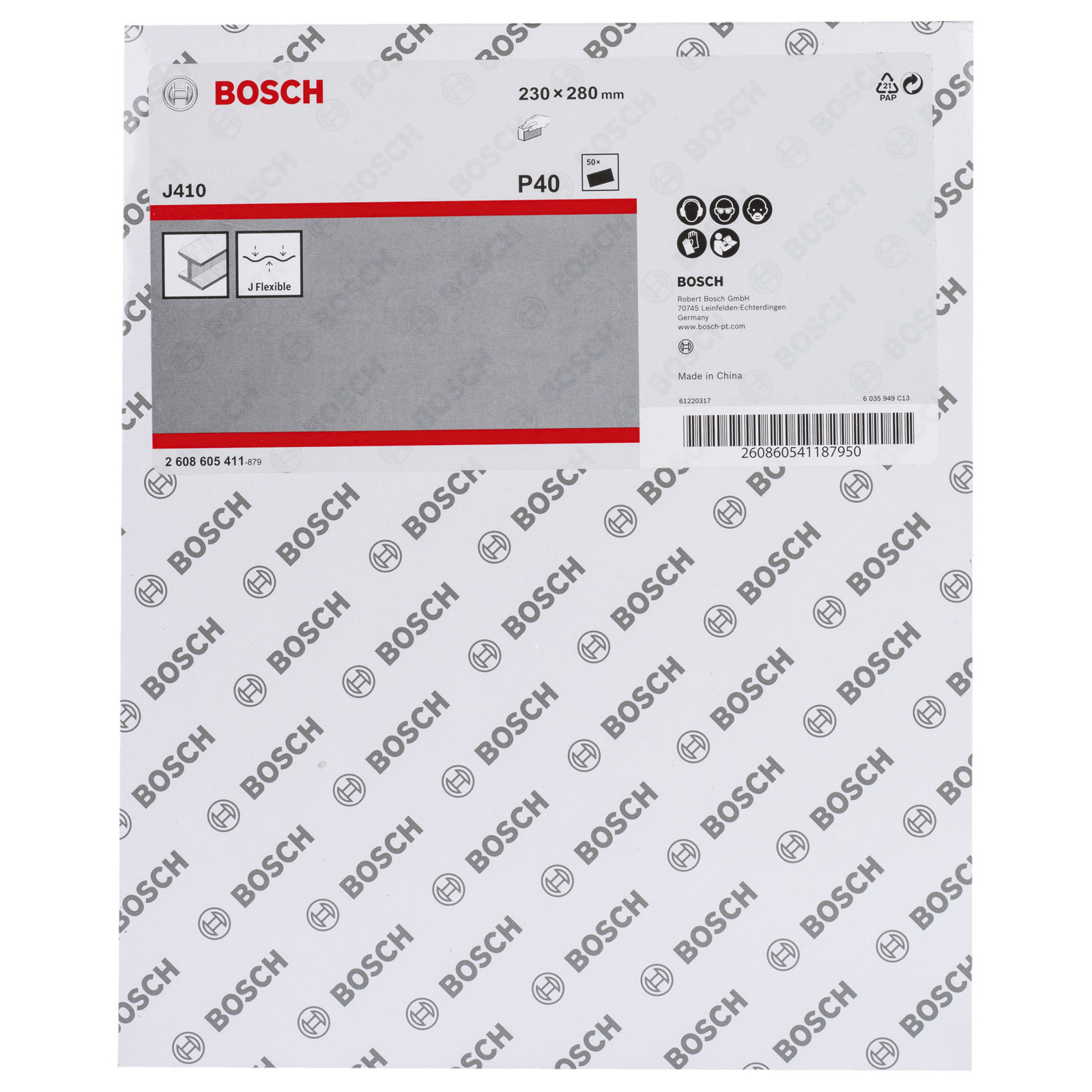 Bosch 50x Schleifblatt 230 x 280 mm für Metall 40 - 2608605411