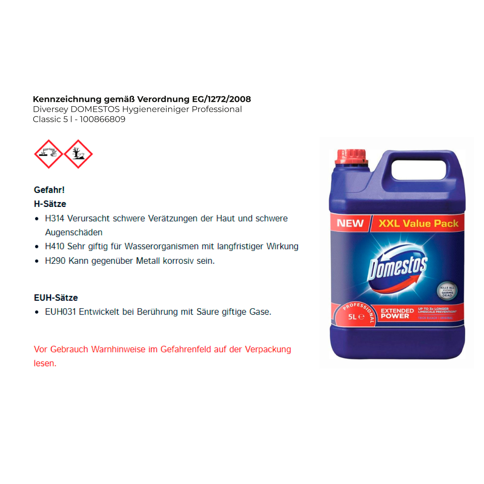 Diversey DOMESTOS Hygienereiniger Professional Classic 5 l - 100866809