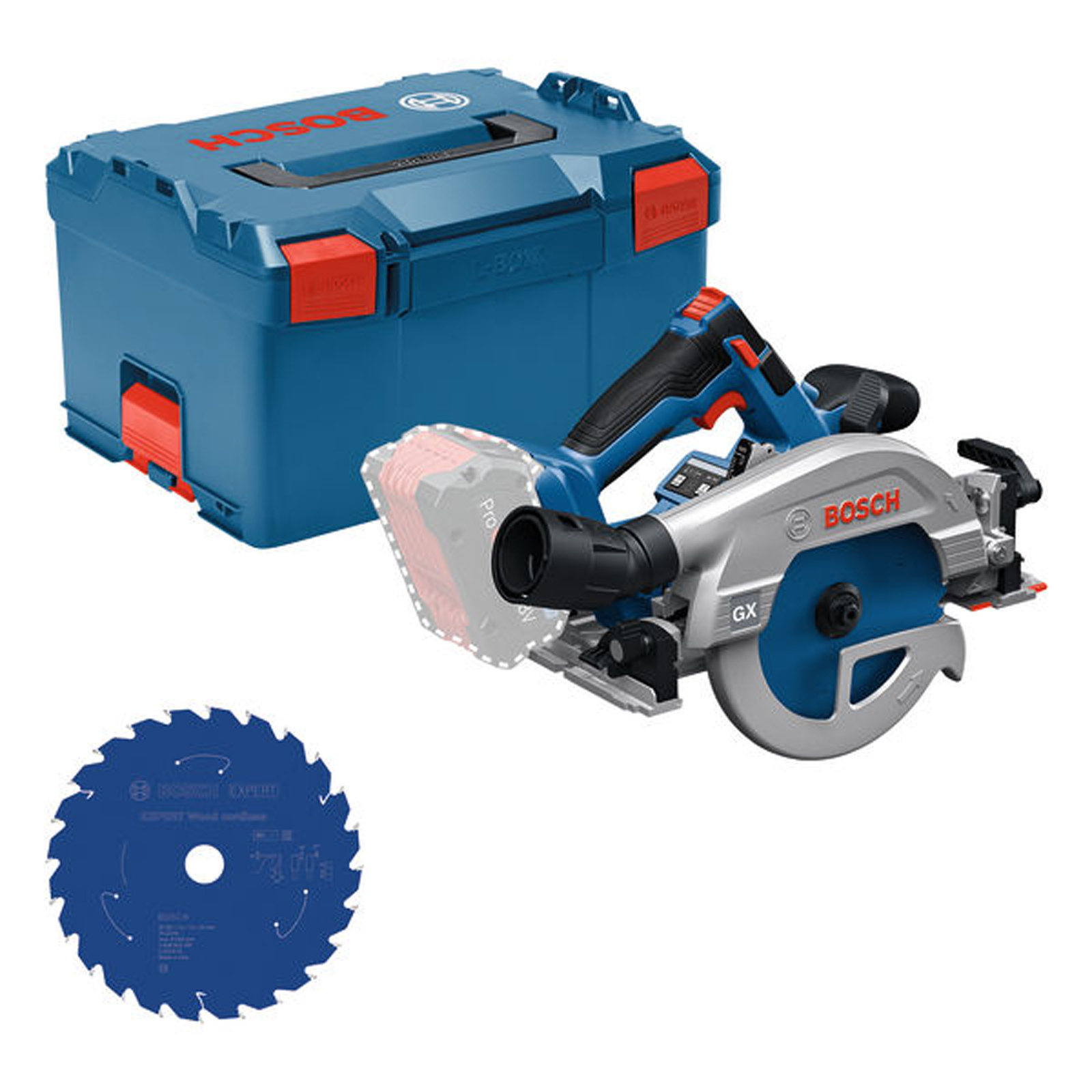Bosch Werkzeug-Set: Akku-Handkreissäge GKS 18V-57 GX + Sägeblatt in L-BOXX - 0615A500DZ