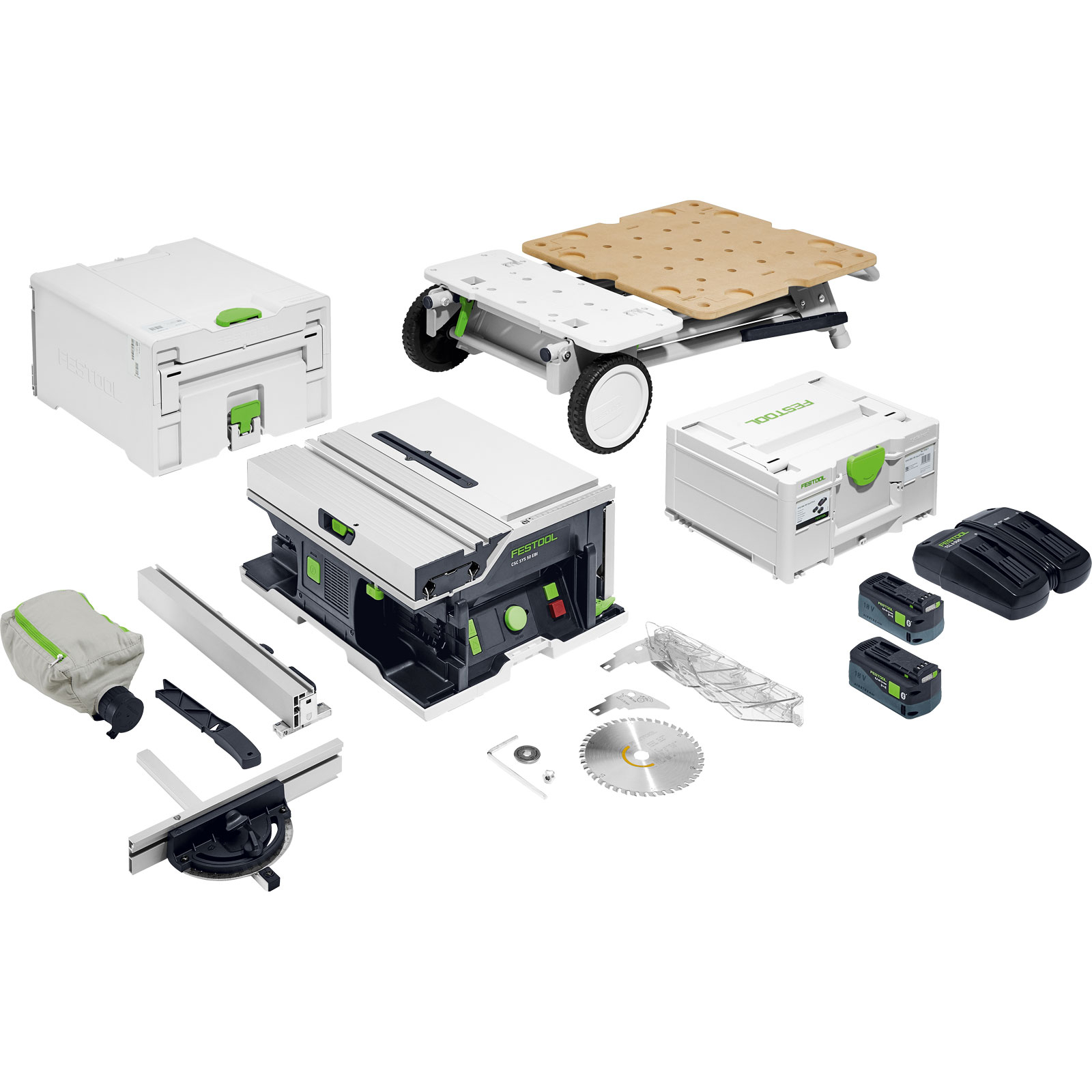 Festool Akku-Tischkreissäge CSC SYS 50 EBI-Set Ø 168 mm / 2x 5,0 Akku + Ladegerät - 577379