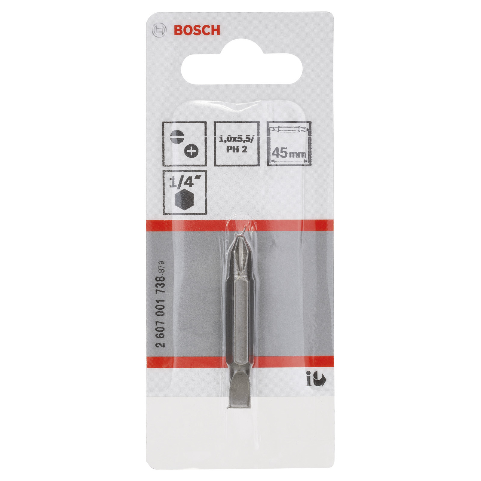 Bosch Doppelklinge S 1,0 x 5,5, PH2, 45 mm - 2607001738