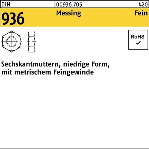 Sechskantmutter DIN 936 M12x 1,5 Messing 100 Stück