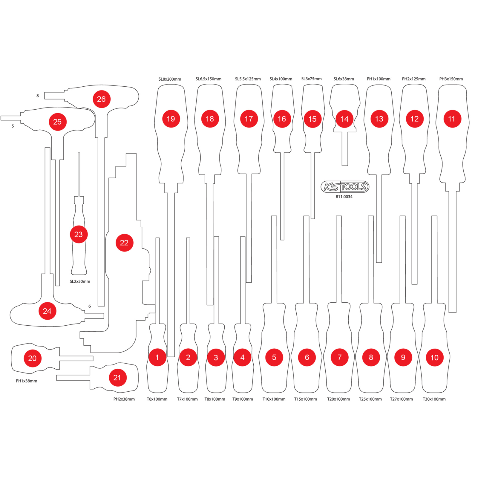 KS TOOLS leere Schaumstoffeinlage zu 811.0034 - 811.0034-97