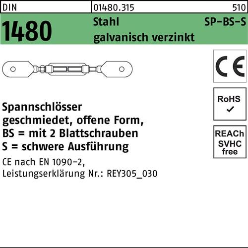 Spannschloss DIN 1480 offen 2Blattschrauben SP BS-S M36 Stahl galv.verz. 1St.