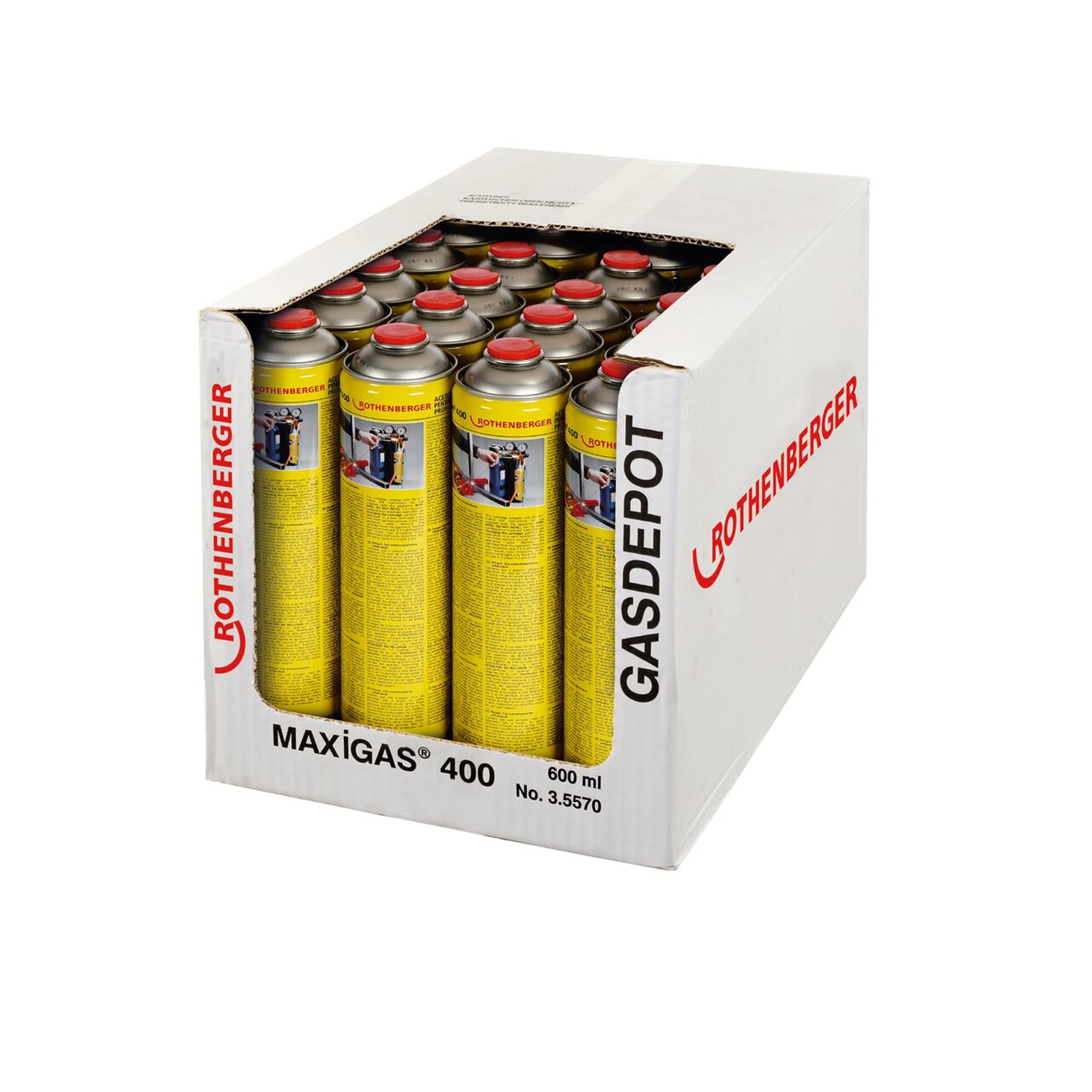 ROTHENBERGER Maxigas 400, 600ml, 7/16" - EU, 24 Stück, Version A - 035570-A