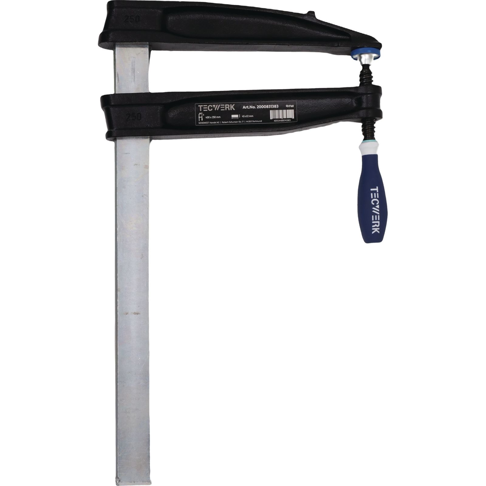 Tiefspannschraubzwinge Spann-W.600mm A.200mm 3K-Griff 35x11mm TECWERK
