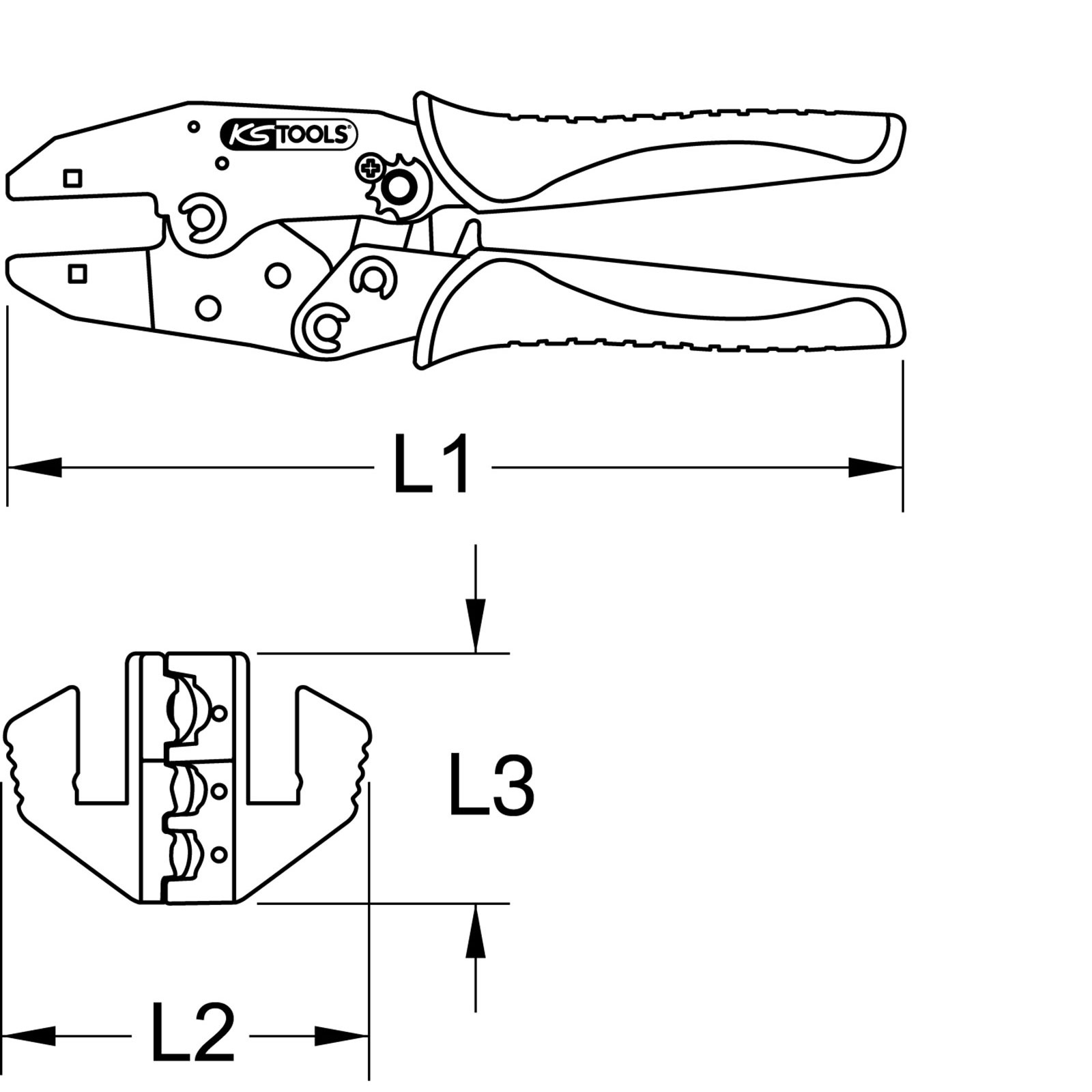 KS TOOLS Crimpzange für isolierte Kabelschuhe 220 mm - 115.1425