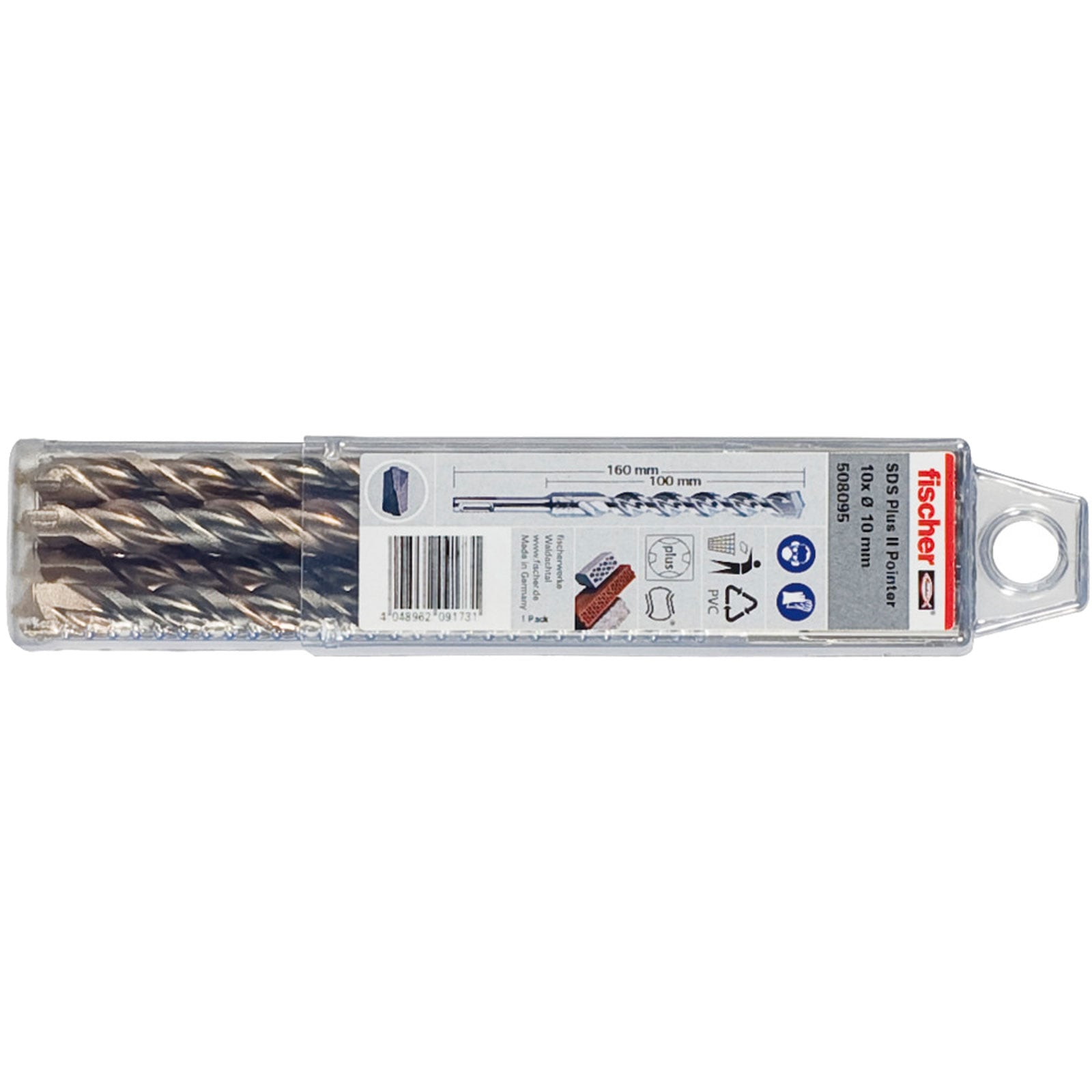 Fischer 10x Hammerbohrer SDS Plus II Pointer 12/200/260 QP - 531870