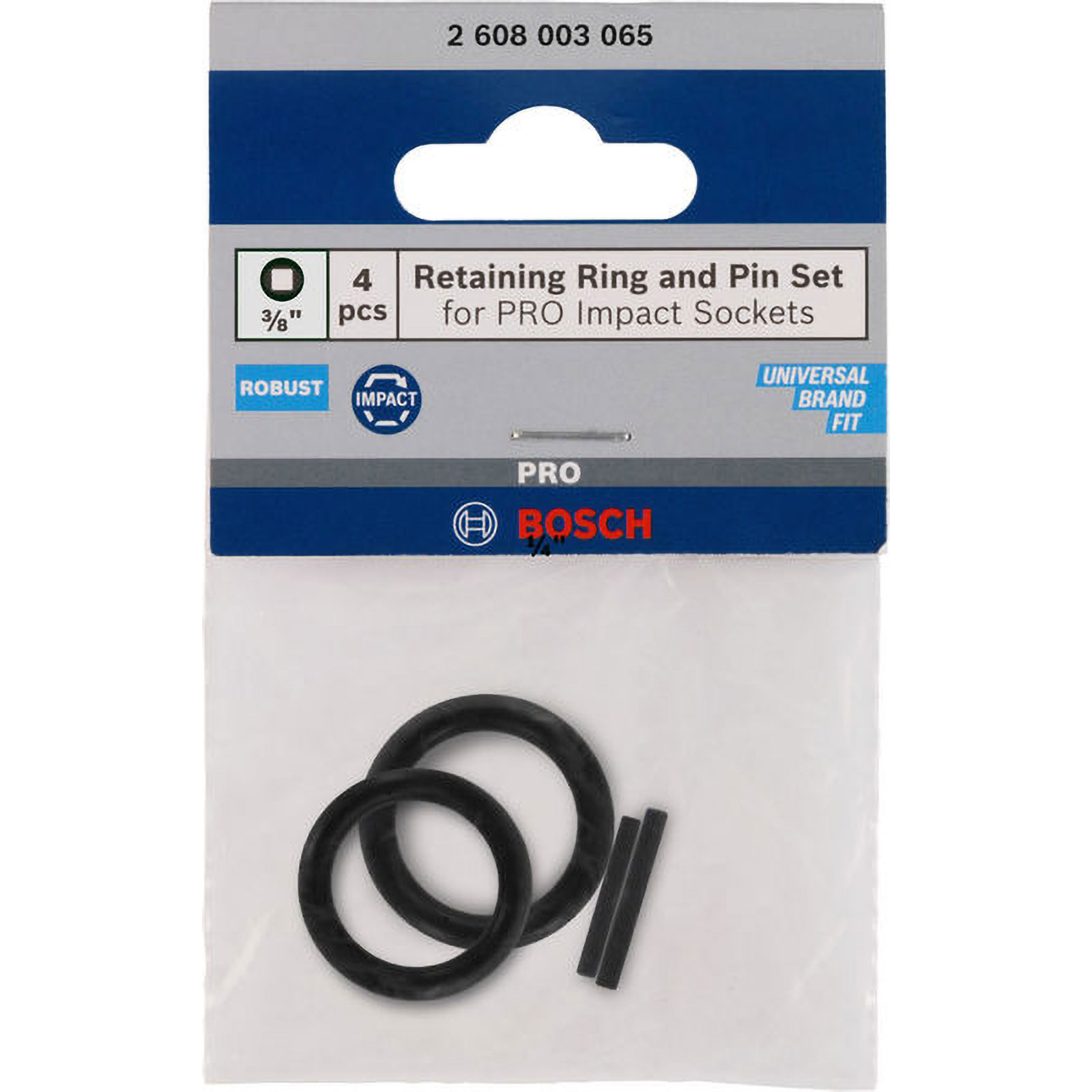 Bosch Haltering und Stift für PRO Impact Steckschlüsseleinsätze, 3/8 Zoll, 4‑tlg. - 2608003065