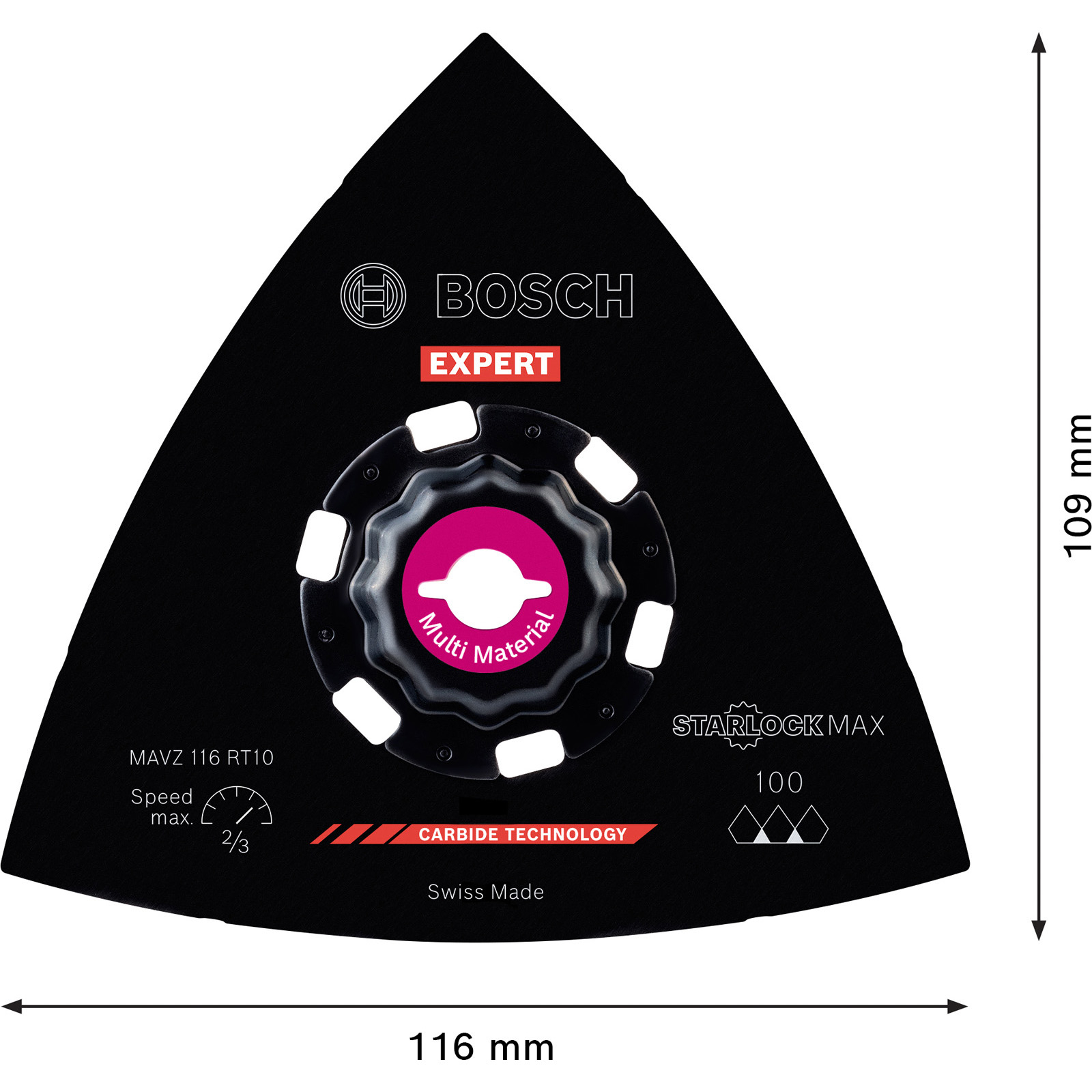 Bosch Expert Sanding Plate MAVZ 116 RT10 Starlock Max Schleifplatte für Multifunktionswerkzeuge 116 mm - 2608900051