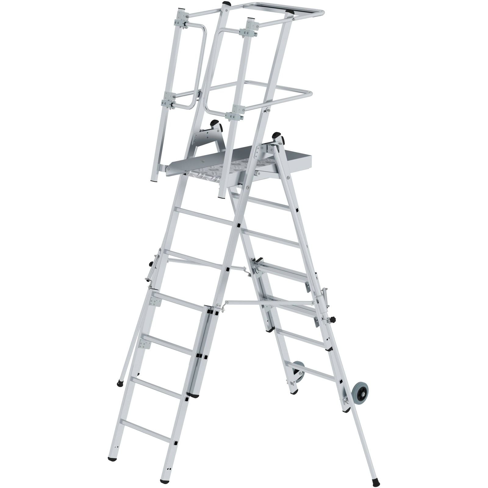 Günzburger Steigtechnik Plattformleiter FlexxStep 5 Sprossen mit Teleskopaufsatz 2 Sprossen - 052535