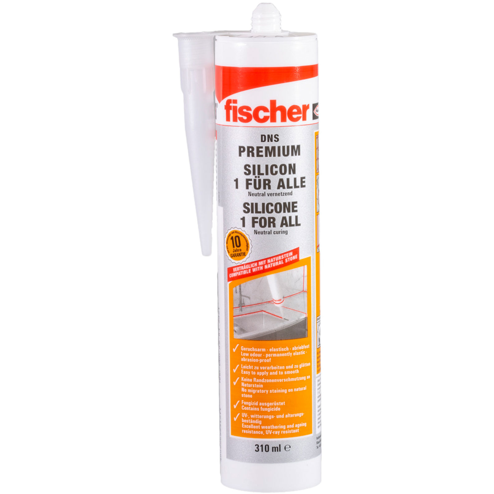 Fischer 10x Natursteinsilicon DNS 310 ml transparent - 053121