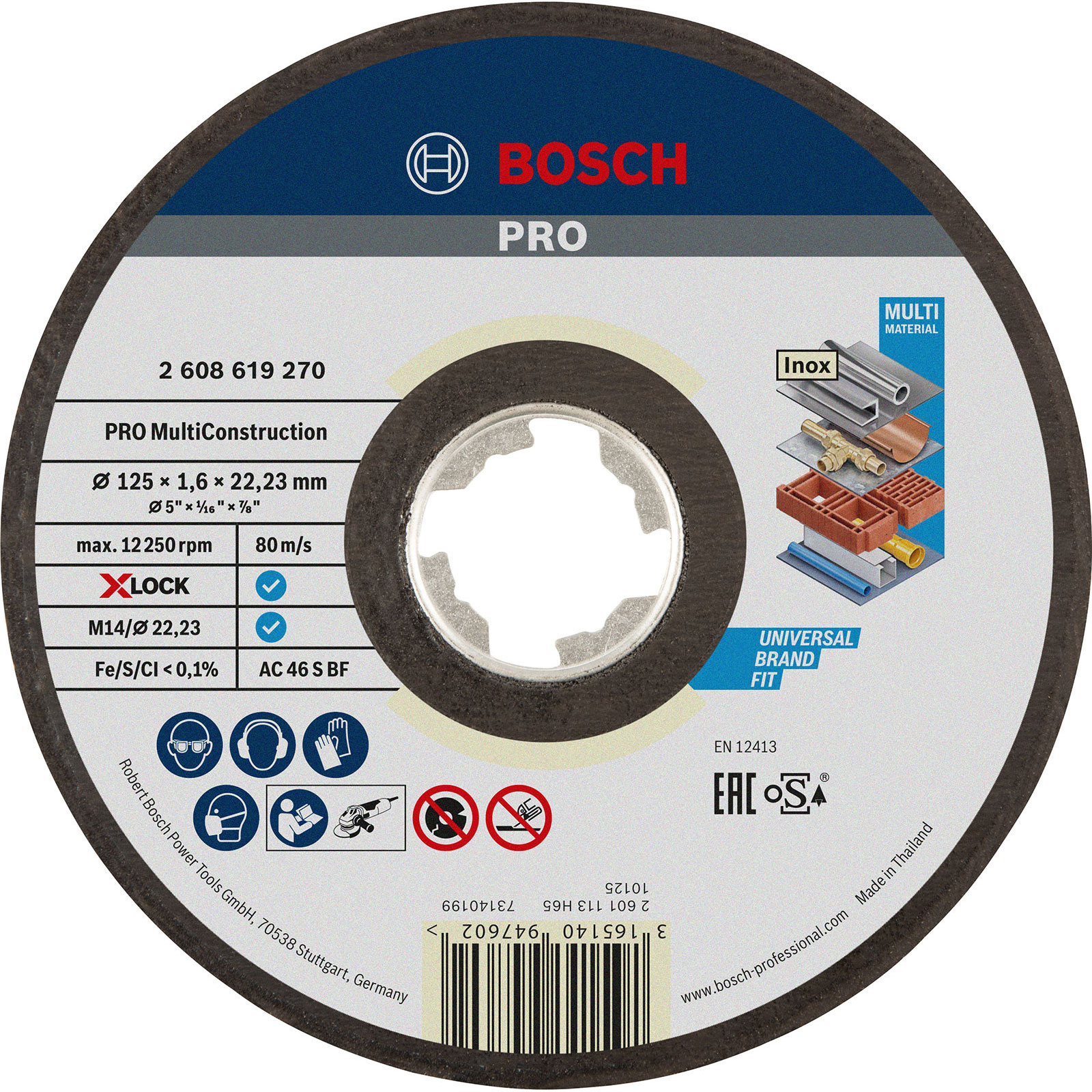 Bosch PRO Multi Material X-Lock Trennscheibe 125 x 1,6 x 22,23 mm - 2608619270