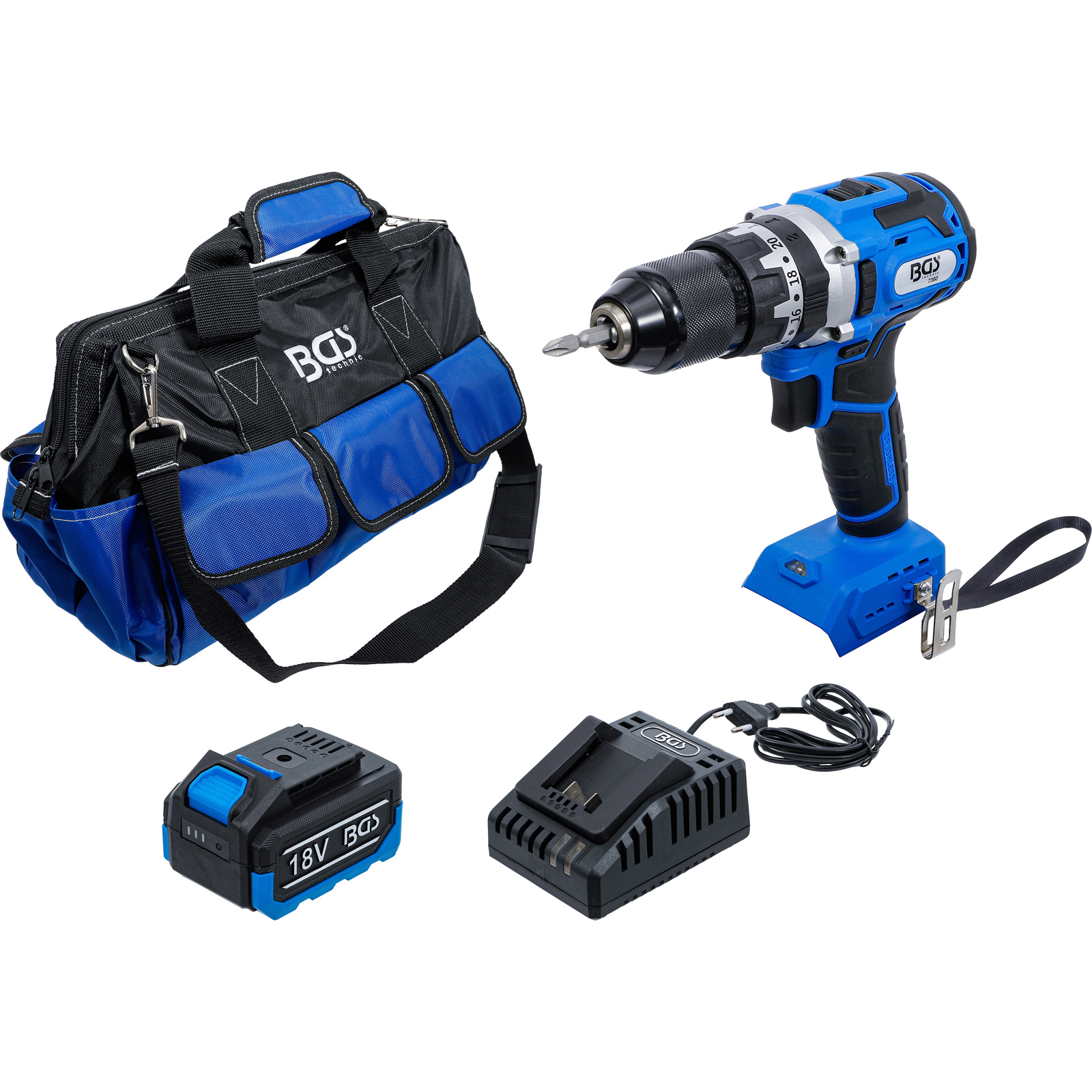 BGS Akku-Schlagbohrschrauber-Satz | bürstenlos | 65 Nm | 18 V | mit Akku und Schnell-Ladegerät - 7397