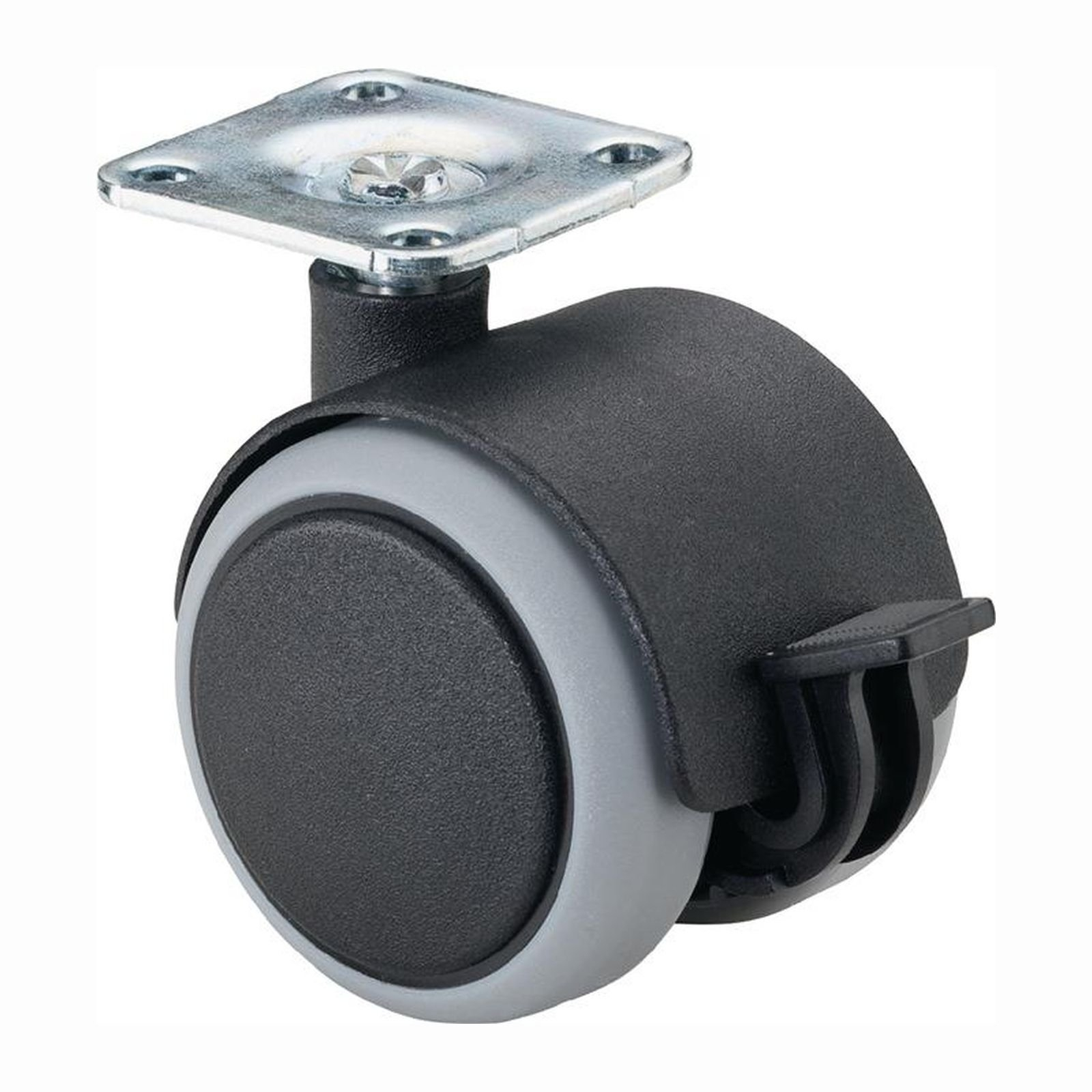 BS Rollen Kunststoffdoppelrolle mit Feststeller Kunststoff grau Anschraubplatte