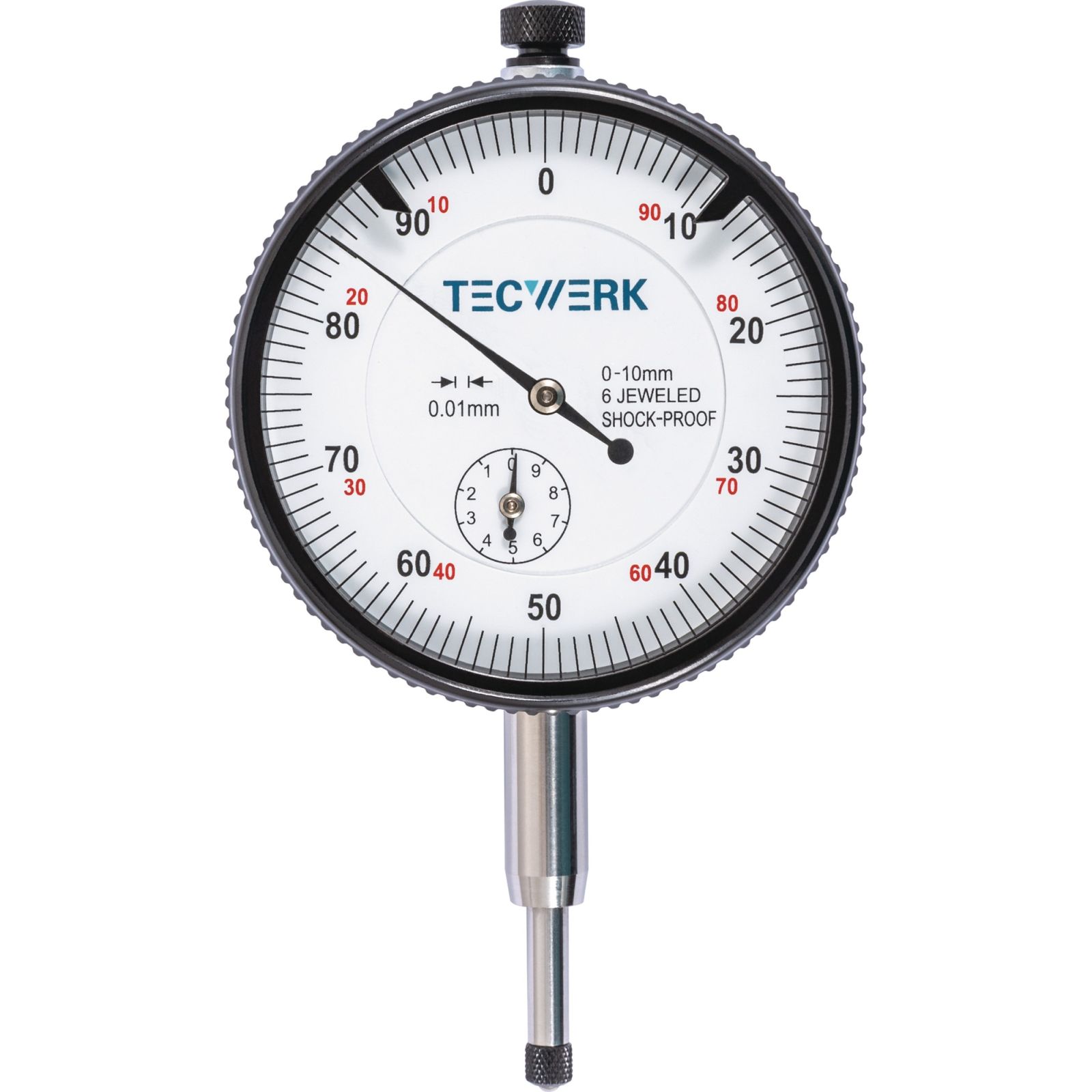 Messuhr DIN 878 10mm Abl.0,01mm m.Stoßschutz TECWERK