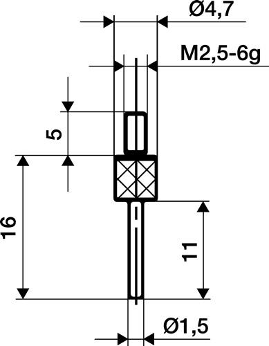 KÄFER Messeins.D.1,5mm L.50mm Stift M2,5 STA z.Messuhren - 62089