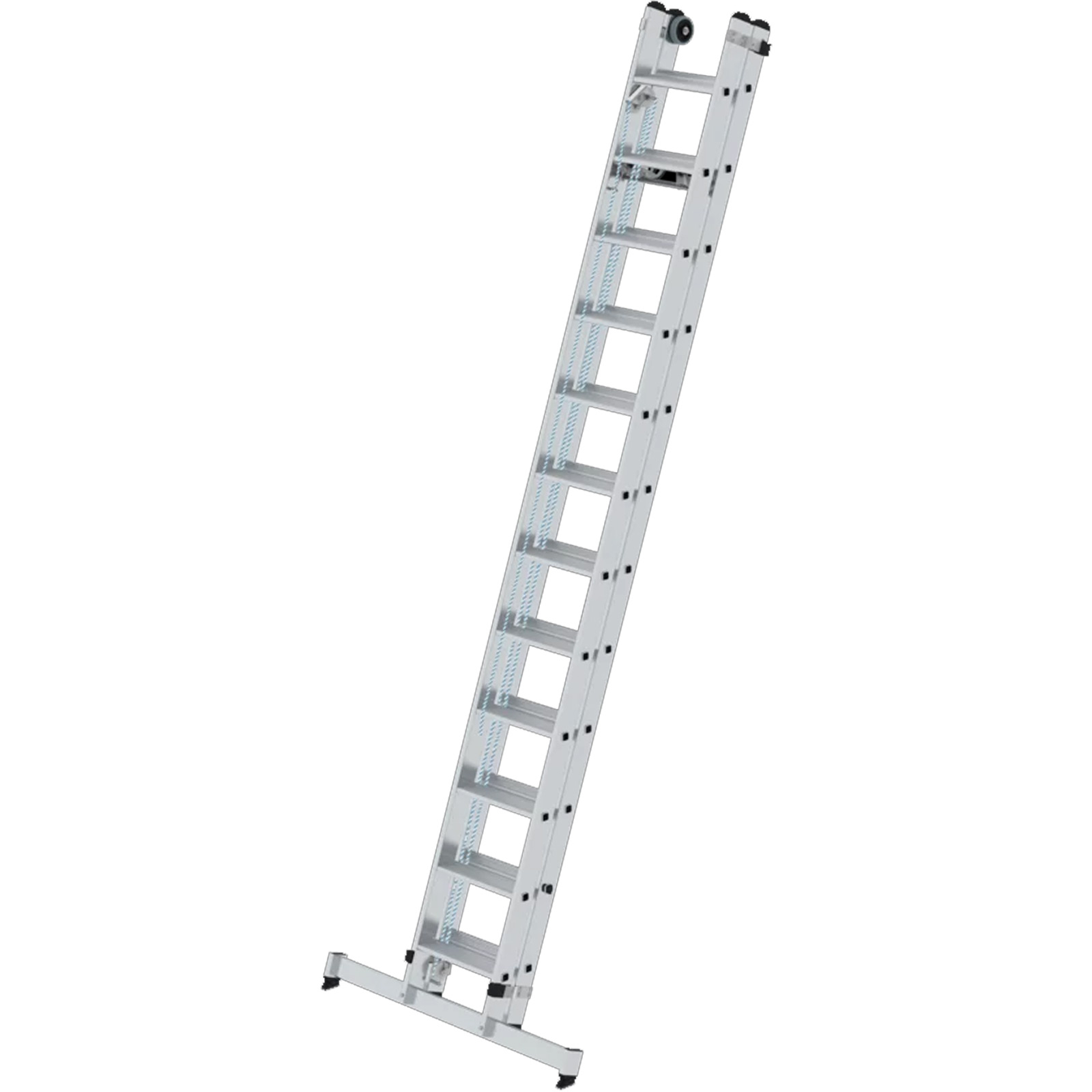 Günzburger Steigtechnik Stufen-Seilzugleiter 2tlg. mit nivello-Traverse 2 x 12 Stufen - 040684