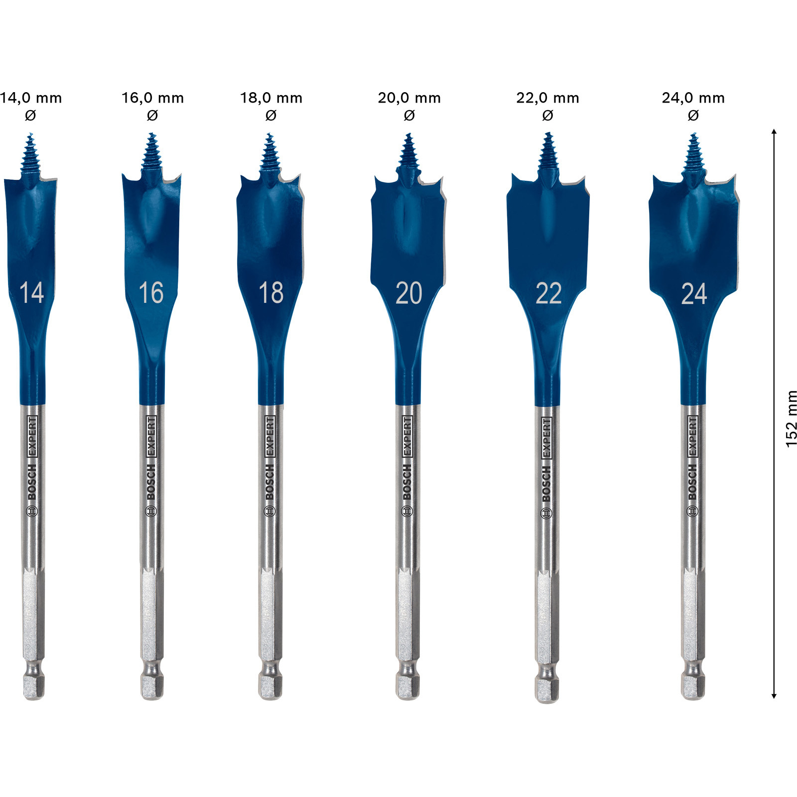 Bosch Expert SelfCut Speed Flachfräsbohrer-Set 14/16/18/20/22/24 mm 6tlg. - 2608900332