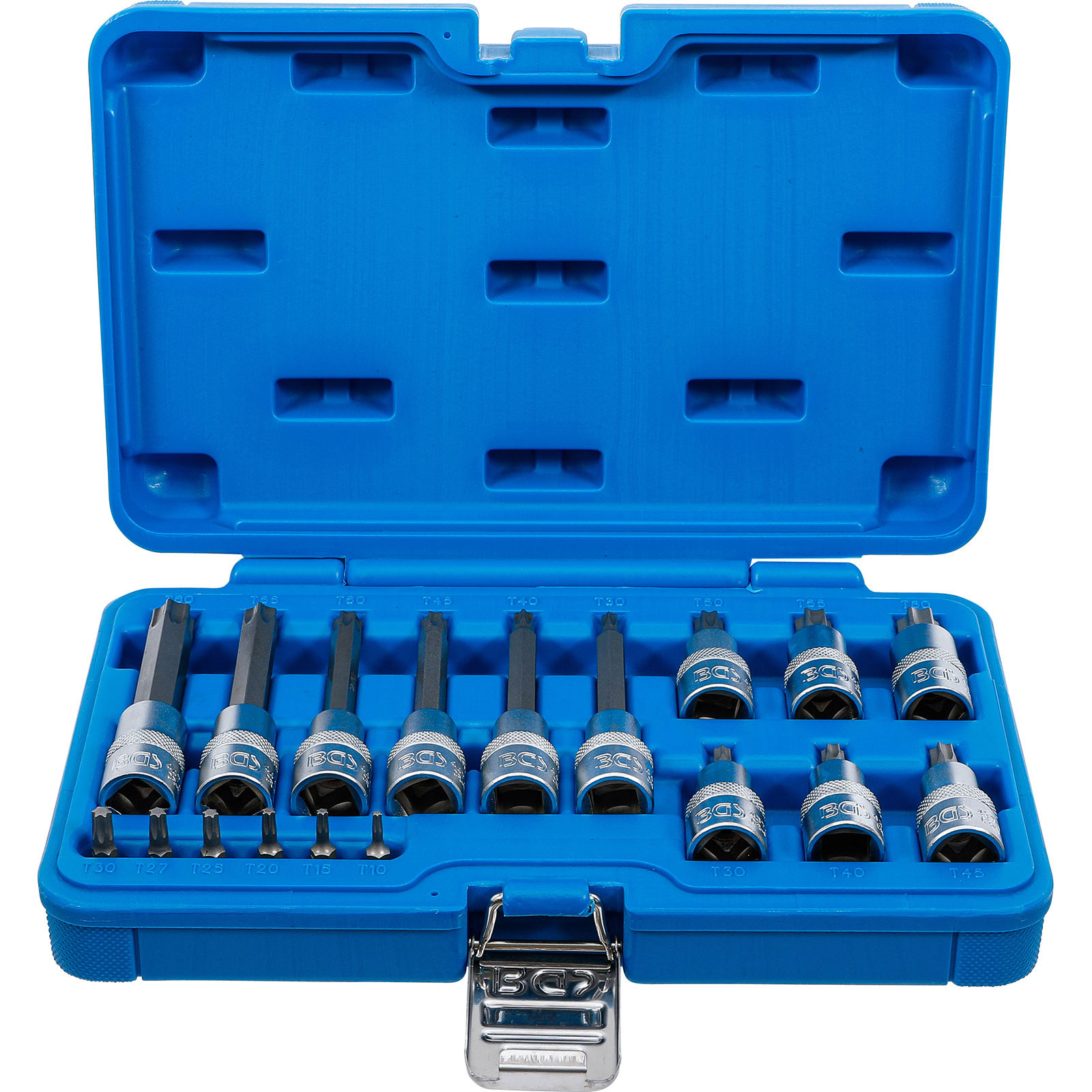 BGS Bit-Einsatz-Satz Antrieb Innenvierkant 6,3 mm (1/4") / 12,5 mm (1/2") T-Profil (für Torx) 18tlg.  - 5173