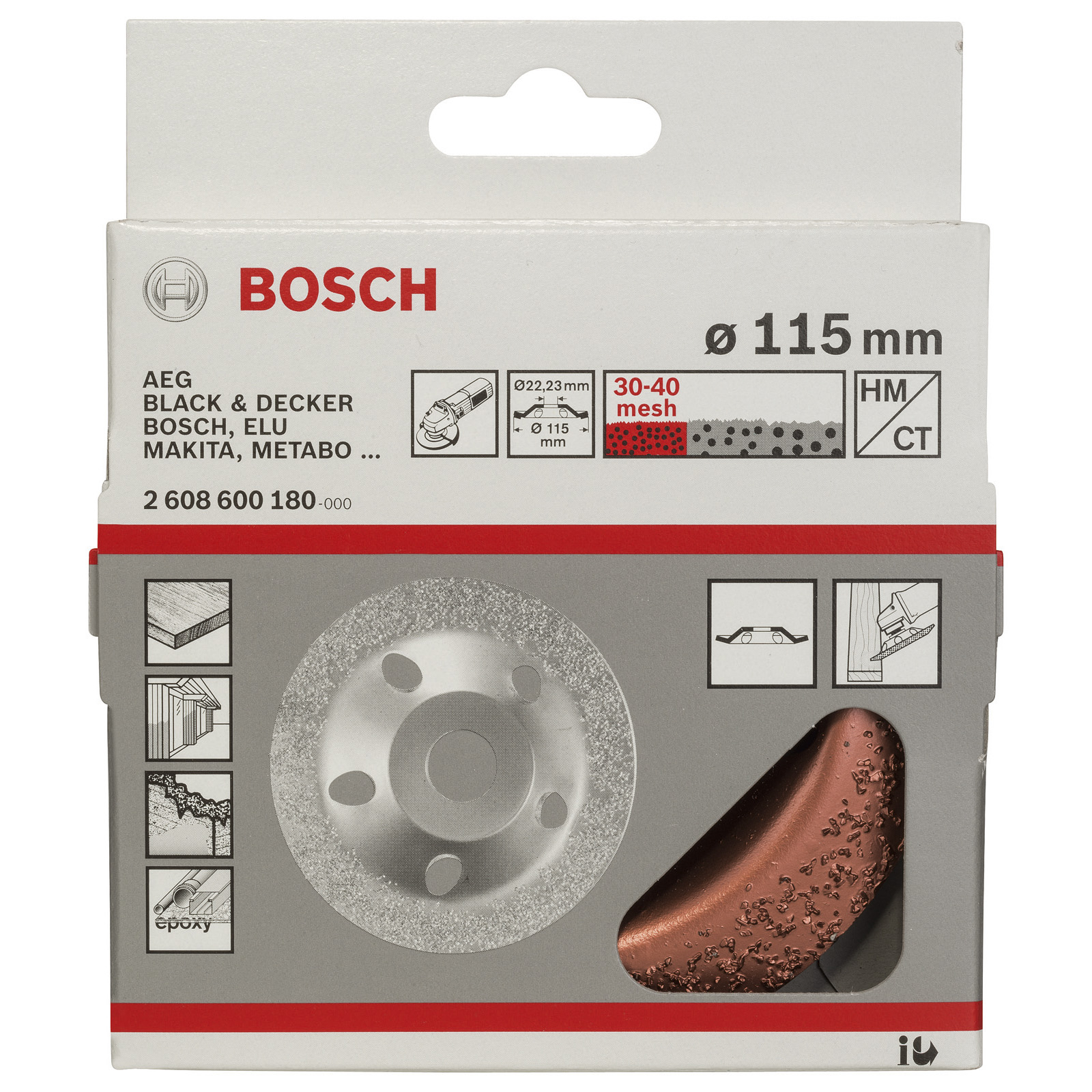 Bosch Hartmetalltopfscheibe, 115 x 22,23 mm, fein, schräg -2608600180