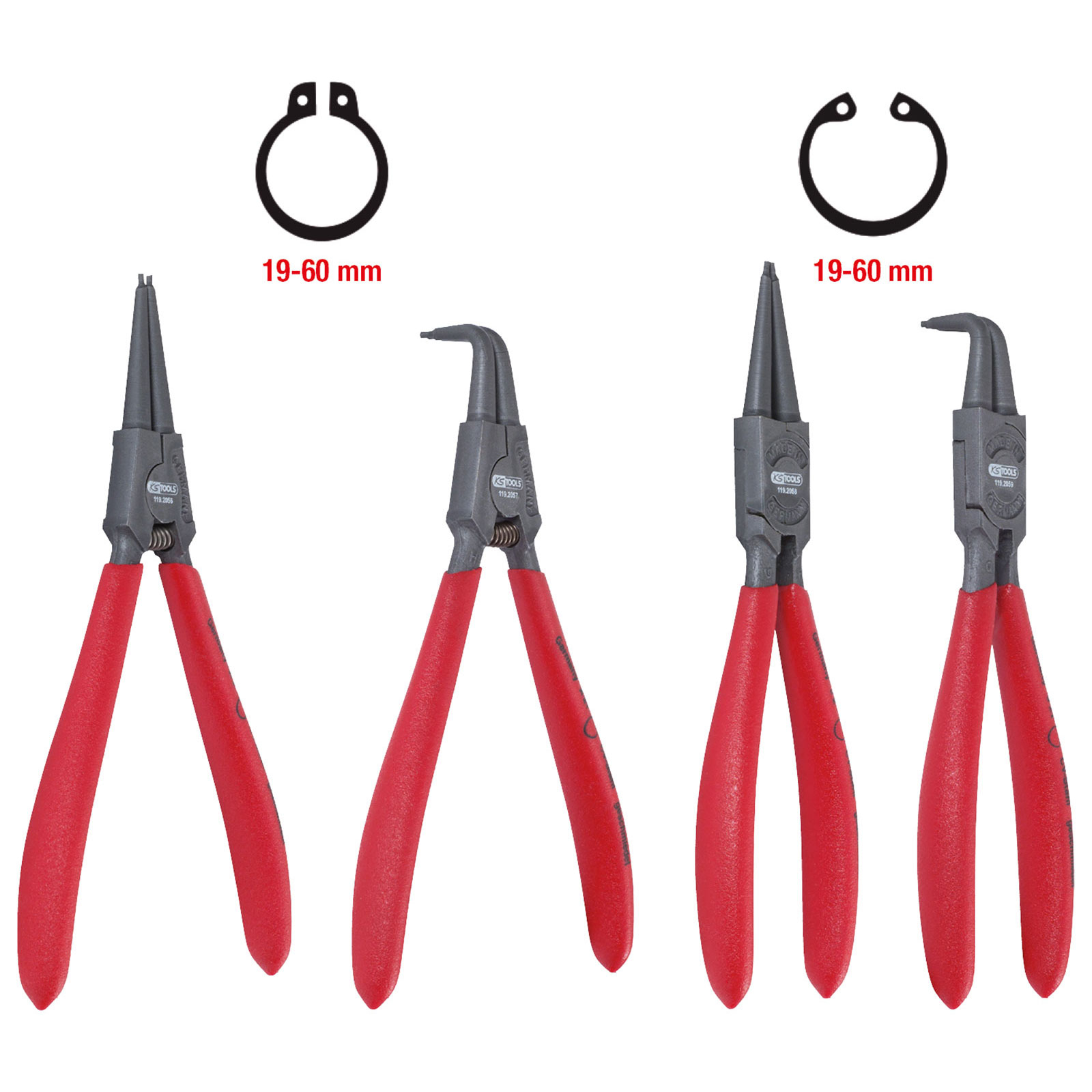 KS TOOLS Sicherungszangen-Satz 19-60 mm 4tlg. - 119.2055