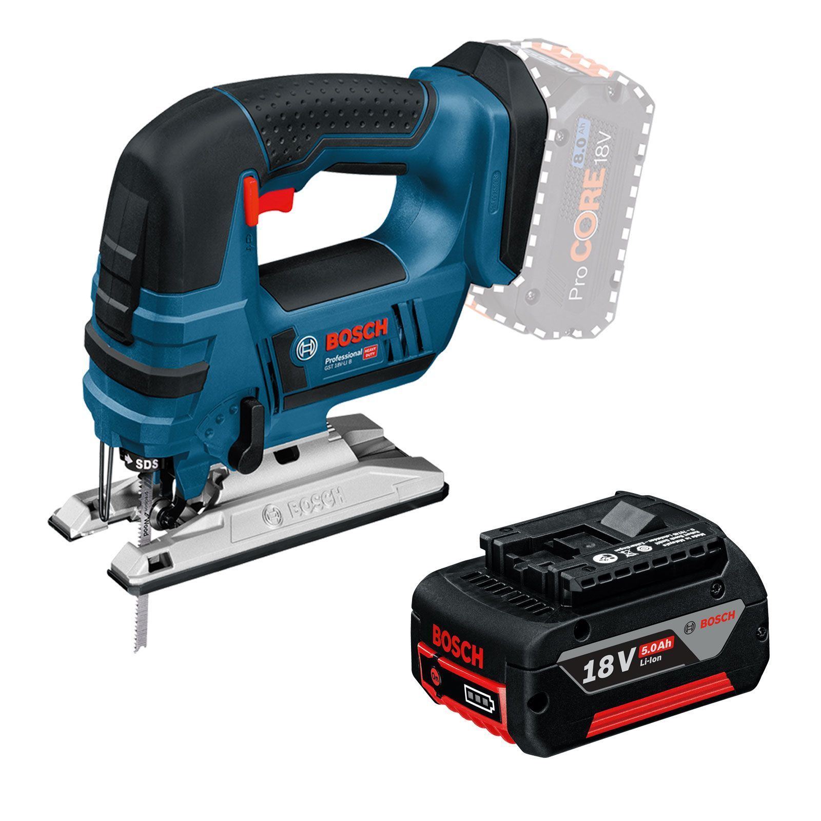 Bosch Akku-Stichsäge GST 18V-LI B / 1x 5,0 Ah Akku