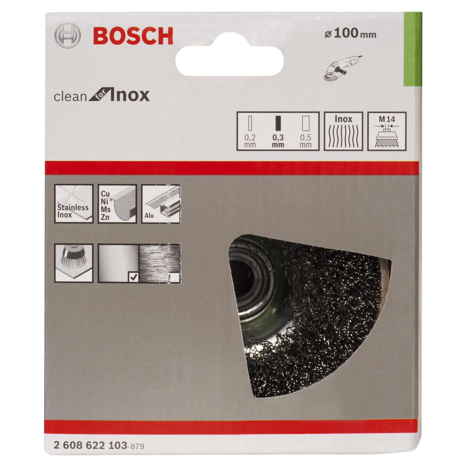 Bosch Topfbürste gewellter Stahldraht M 14 0,3 x 100 mm - 2608622103