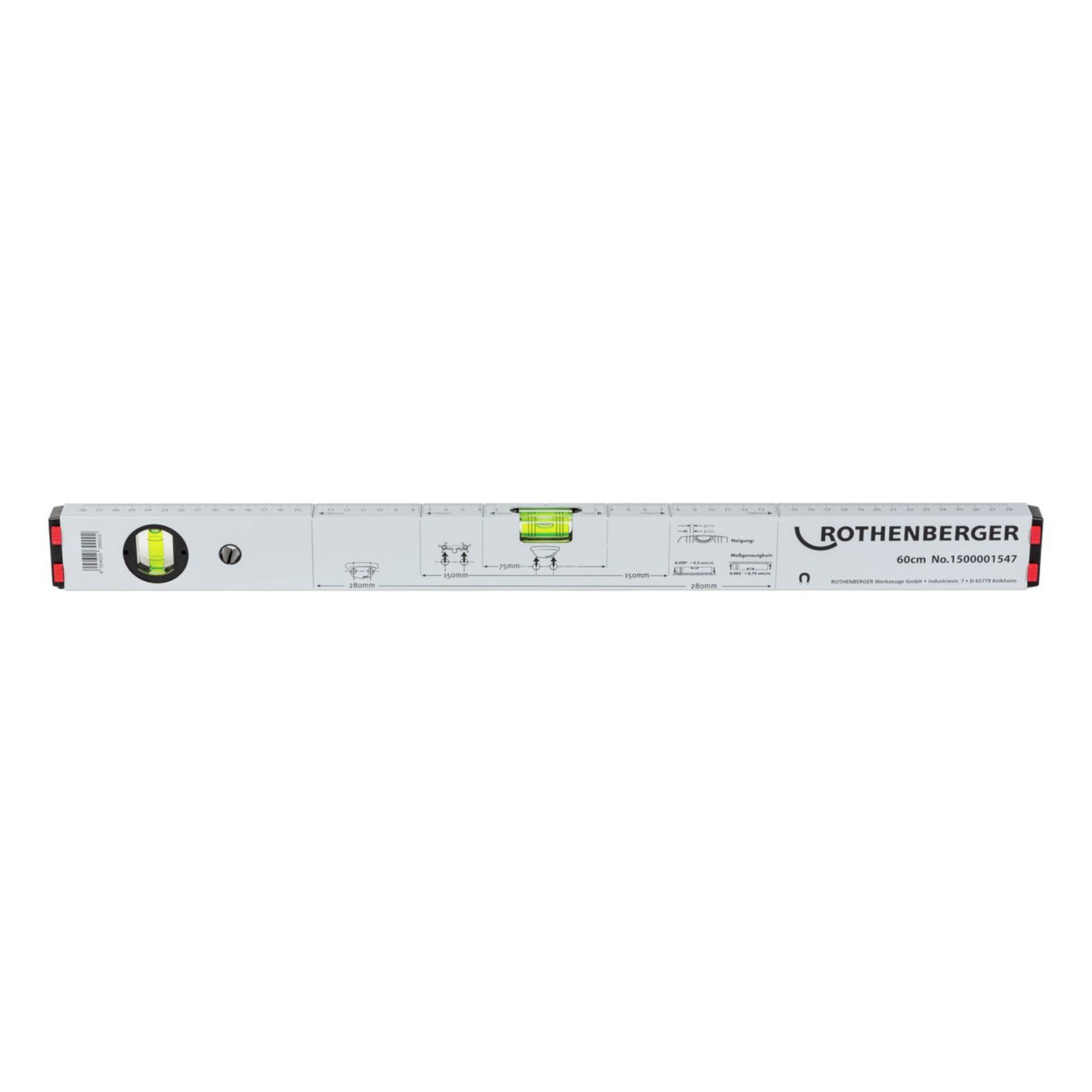ROTHENBERGER Alu-Wasserwaage, 600mm, mit Magneten  - 1500001547