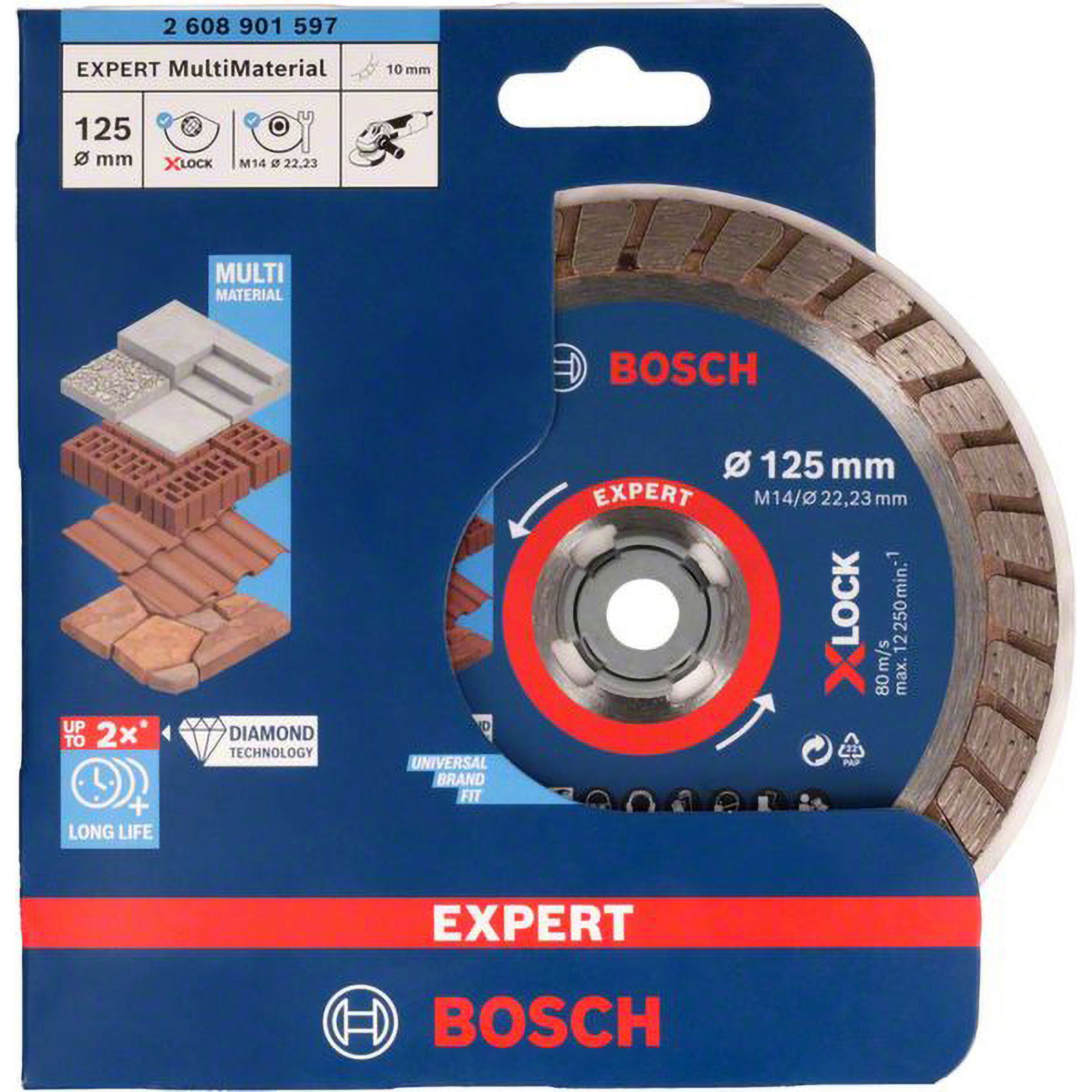 Bosch EXPERT MultiMaterial X-LOCK Diamanttrennscheiben 125 x 22,23 x 2,4 x 12 mm - 2608901597