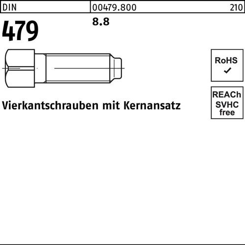Vierkantschraube DIN 479 Kernansatz M16x 100 SW 17 8.8 10 Stück