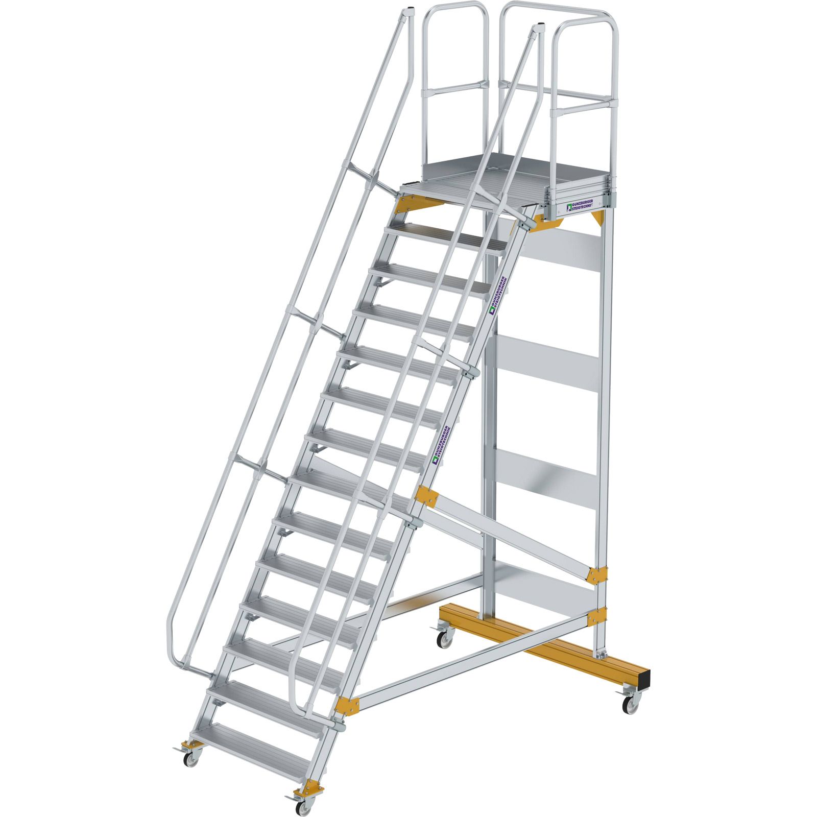 Günzburger Steigtechnik Plattformtreppe 60° fahrbar Stufenbreite 1 m 14 Stufen - 600754