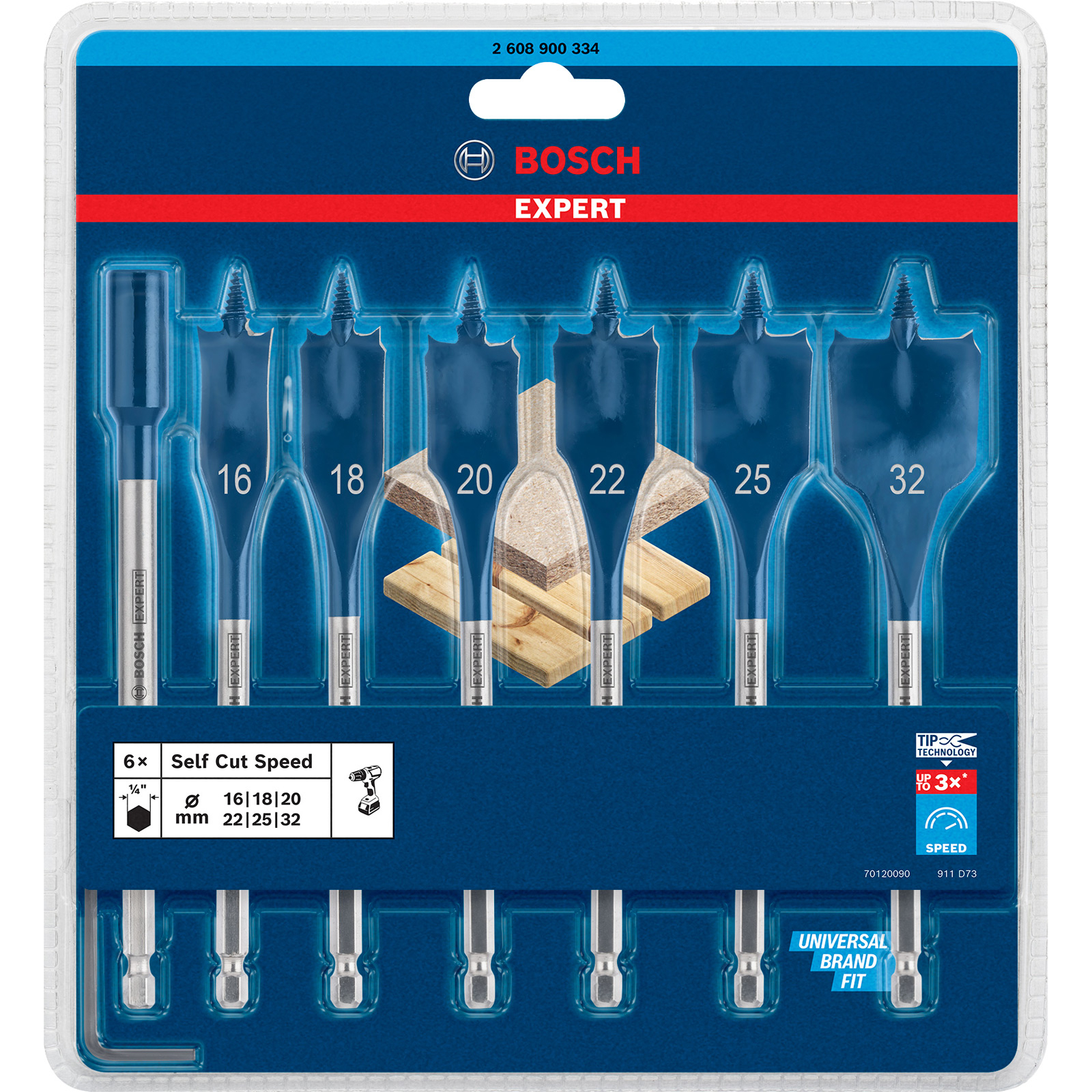 Bosch Expert SelfCut Speed Flachfräsbohrer-Set 16/18/20/22/25/32 mm 7tlg. - 2608900334