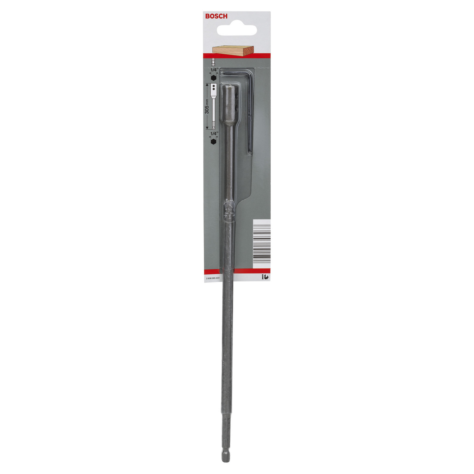 Bosch Verlängerung 1/4 Sechskantschaft für Flachfräsbohrer Self Cut Speed 305 mm - 2608595423