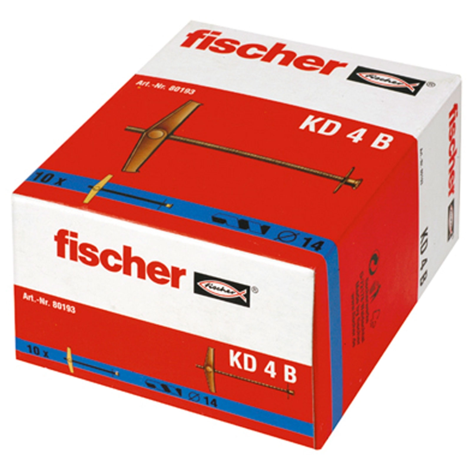 Fischer 10x Federklappdübel KD 4 B Beutel - 80193