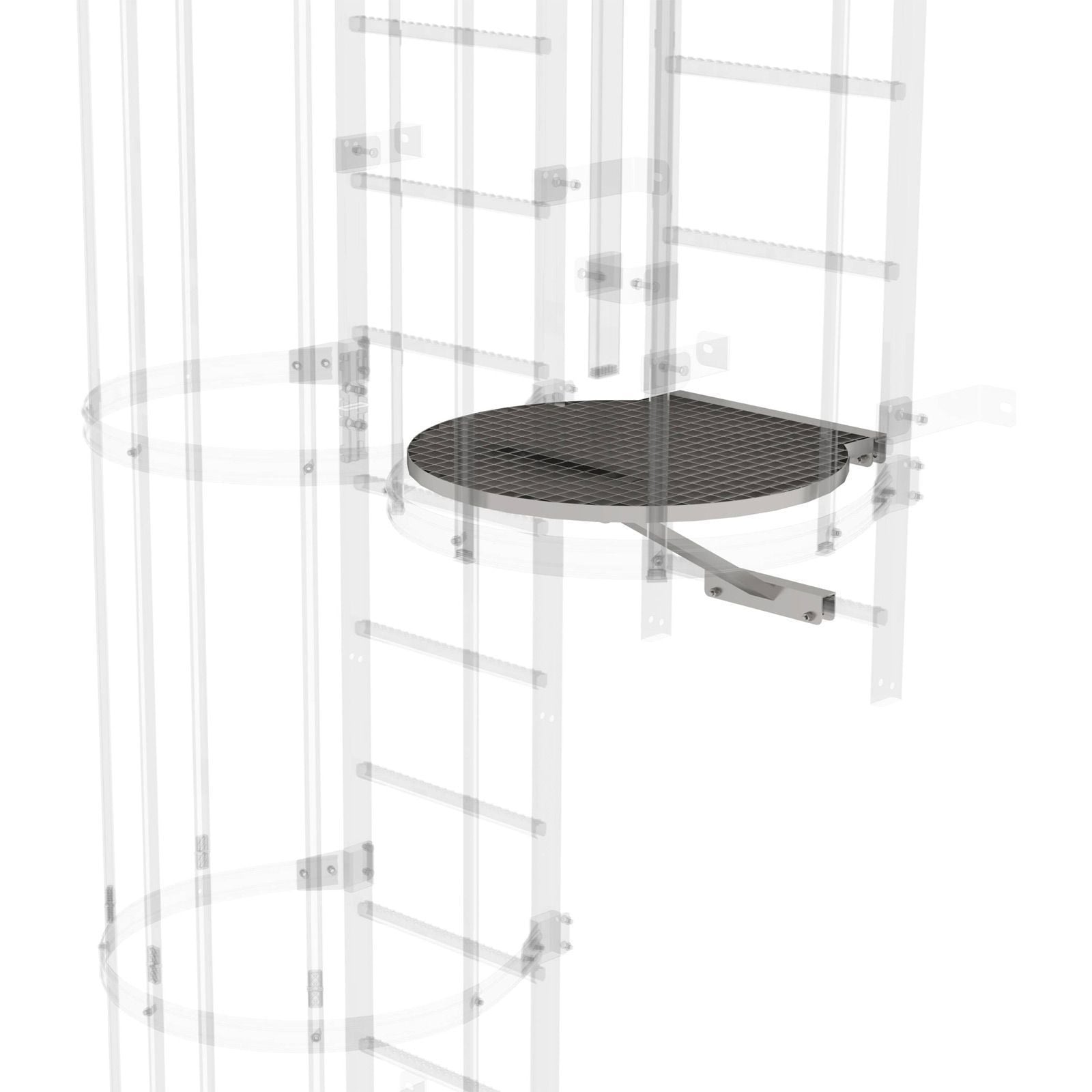 Günzburger Steigtechnik Umsteigeplattform zwischen Leiterzügen Ø 700 mm Edelstahl V2A - 068961