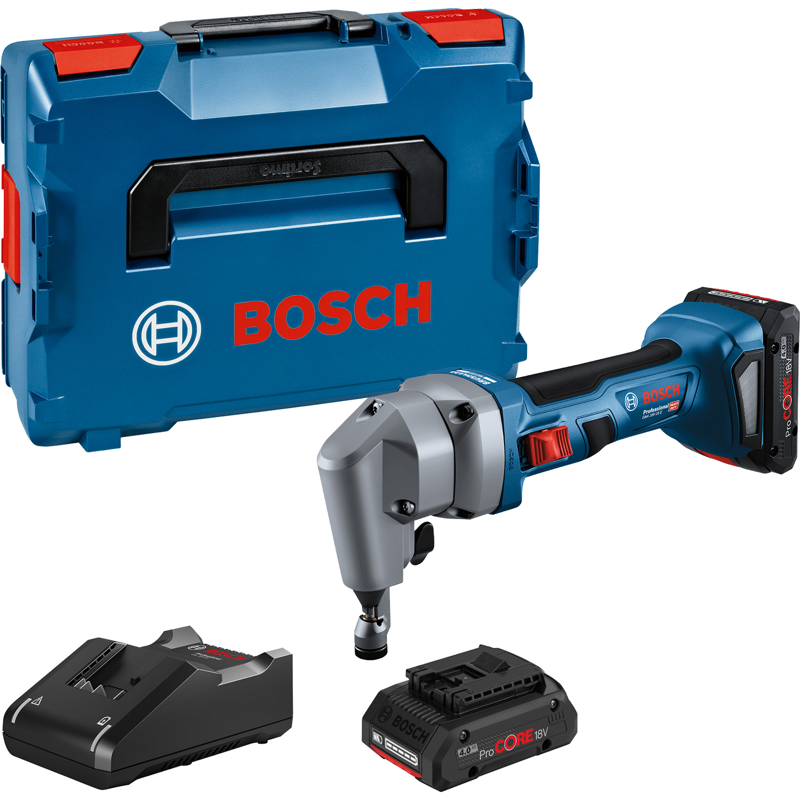 Bosch Akku-Nager GNA 18V-16 E 2x  4,0 Ah ProCORE18V Akku + Ladegerät in L-Boxx - 0601529601