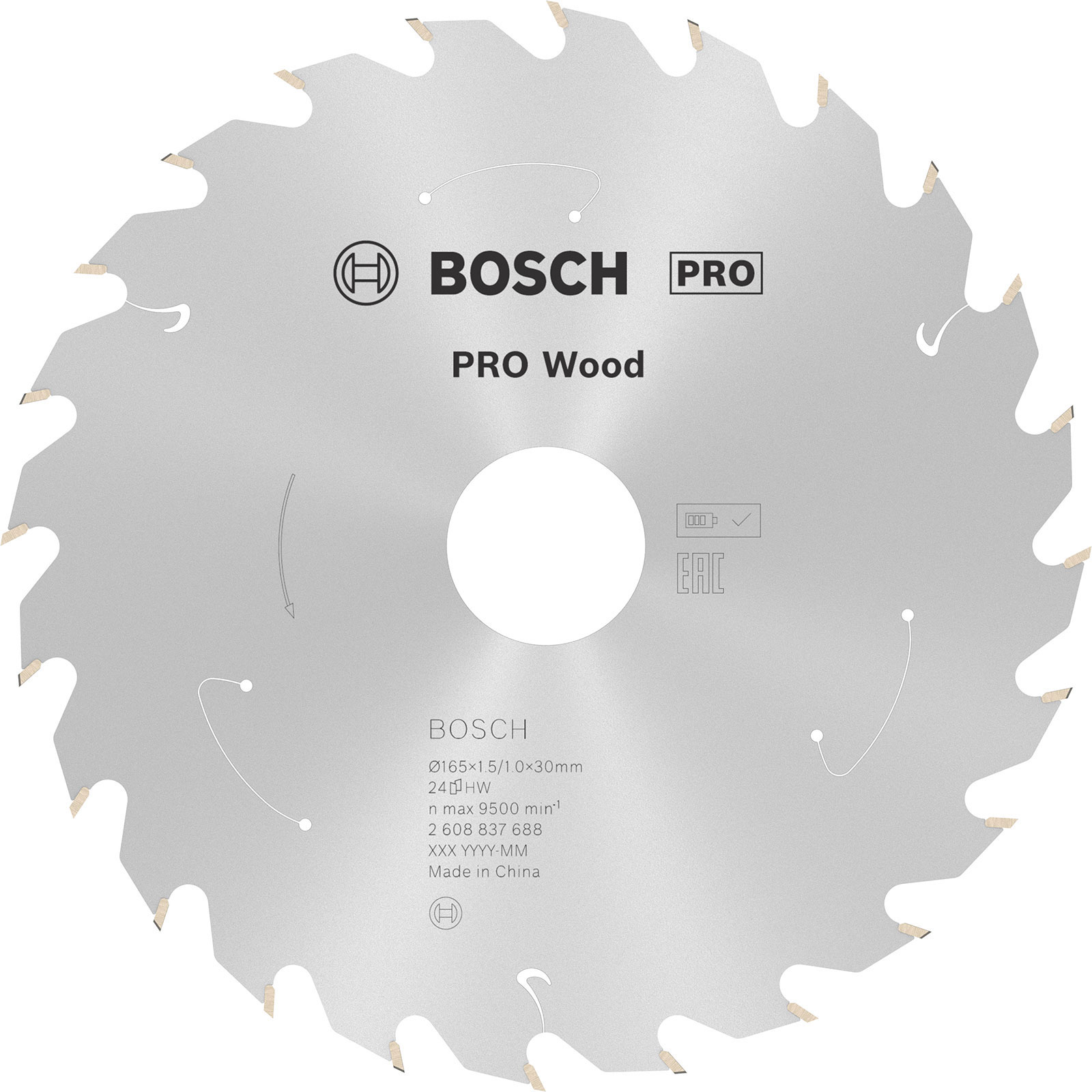 Bosch PRO Wood cordless Blatt für Kreissägen 165 x 1,5 x 30 mm - 2608837688