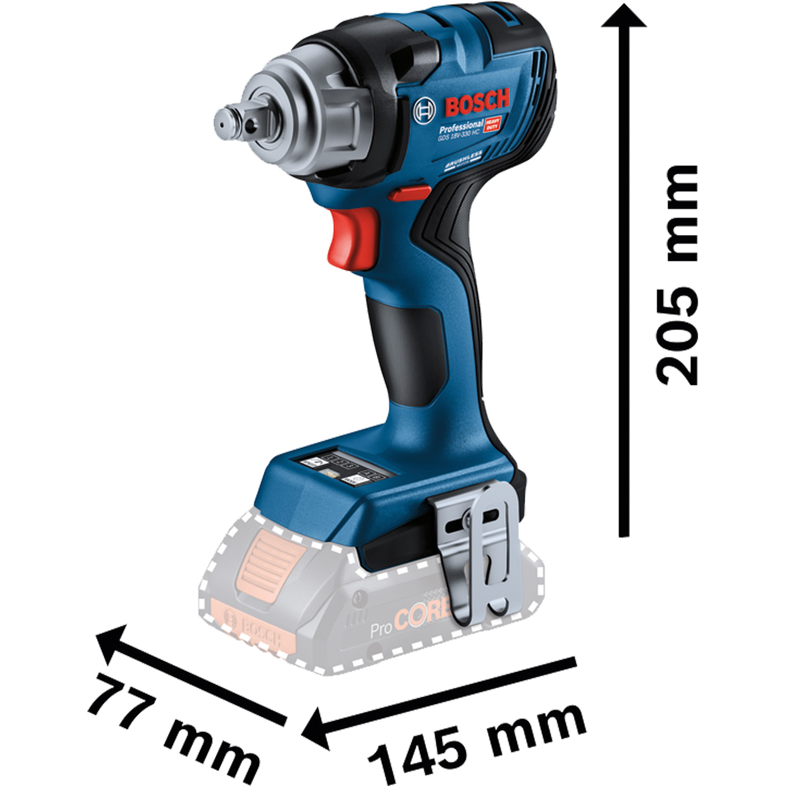 Bosch Akku-Drehschlagschrauber GDS 18V-330 HC Solo inkl. GCY 42 - 06019L5000