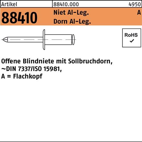 Blindniete R 88410 FLAKO 4x12,9 Niet Aluminium/Dorn Aluminium 500St.