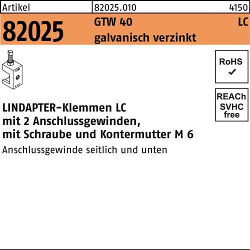 Klemme R 82024 GTW 40 LC M8 galv.verz. 1 Stück LINDAPTER