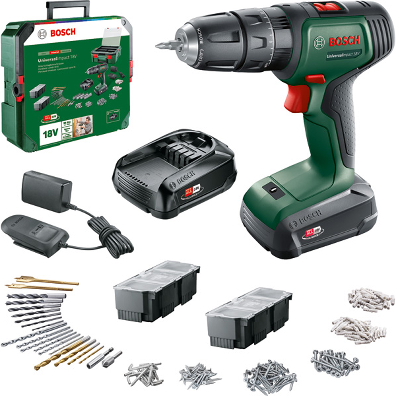 Bosch Akku-Schlagbohrmaschine UniversalImpact 18V + SystemBox Solo - 06039D4103
