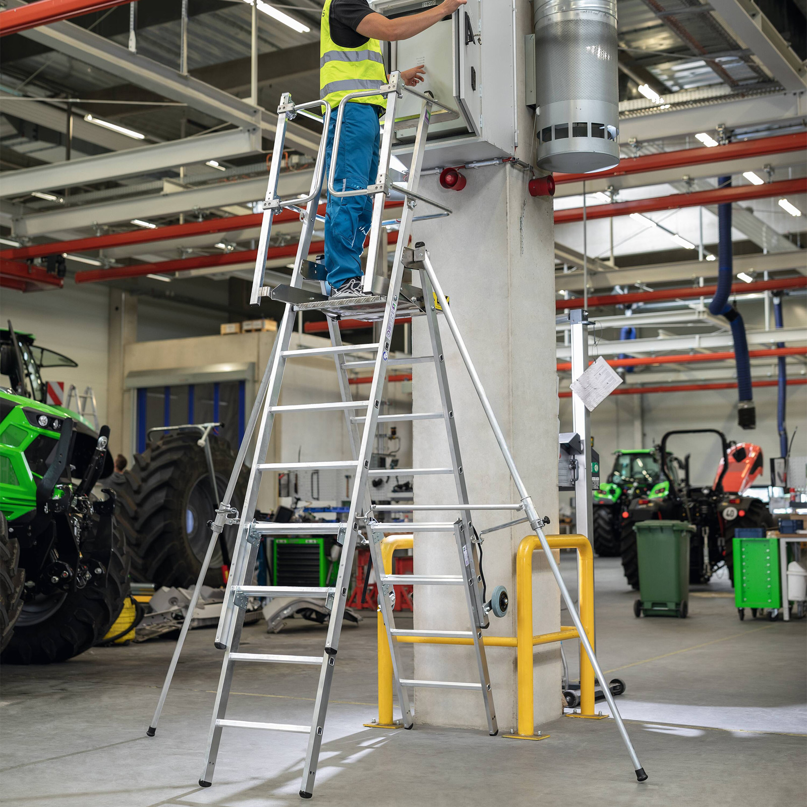 Günzburger Steigtechnik Plattformleiter FlexxStep 5 Sprossen mit Teleskopaufsatz 3 Sprossen - 052536