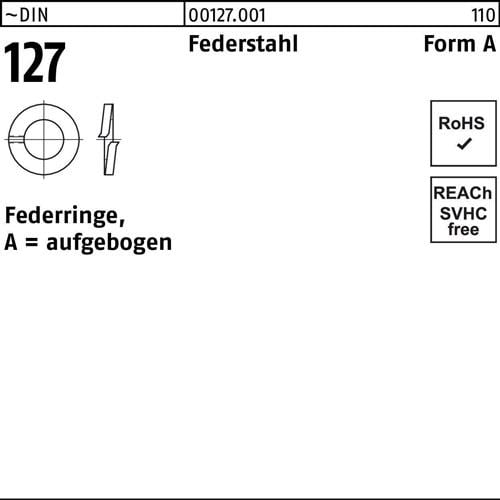 Federring DIN 127 A 10 Federstahl 1000 Stück