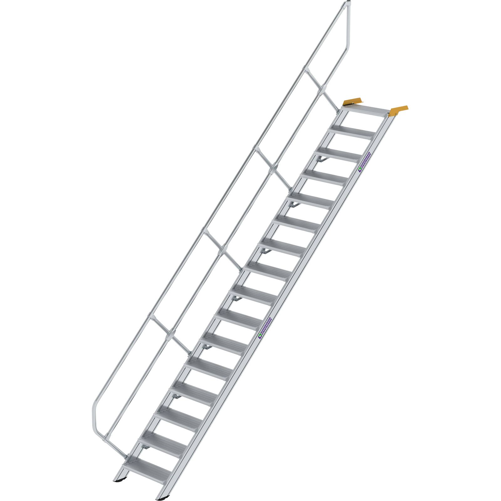 Günzburger Steigtechnik Treppe 45° Stufenbreite 600 mm 16 Stufen Aluminium geriffelt - 600256