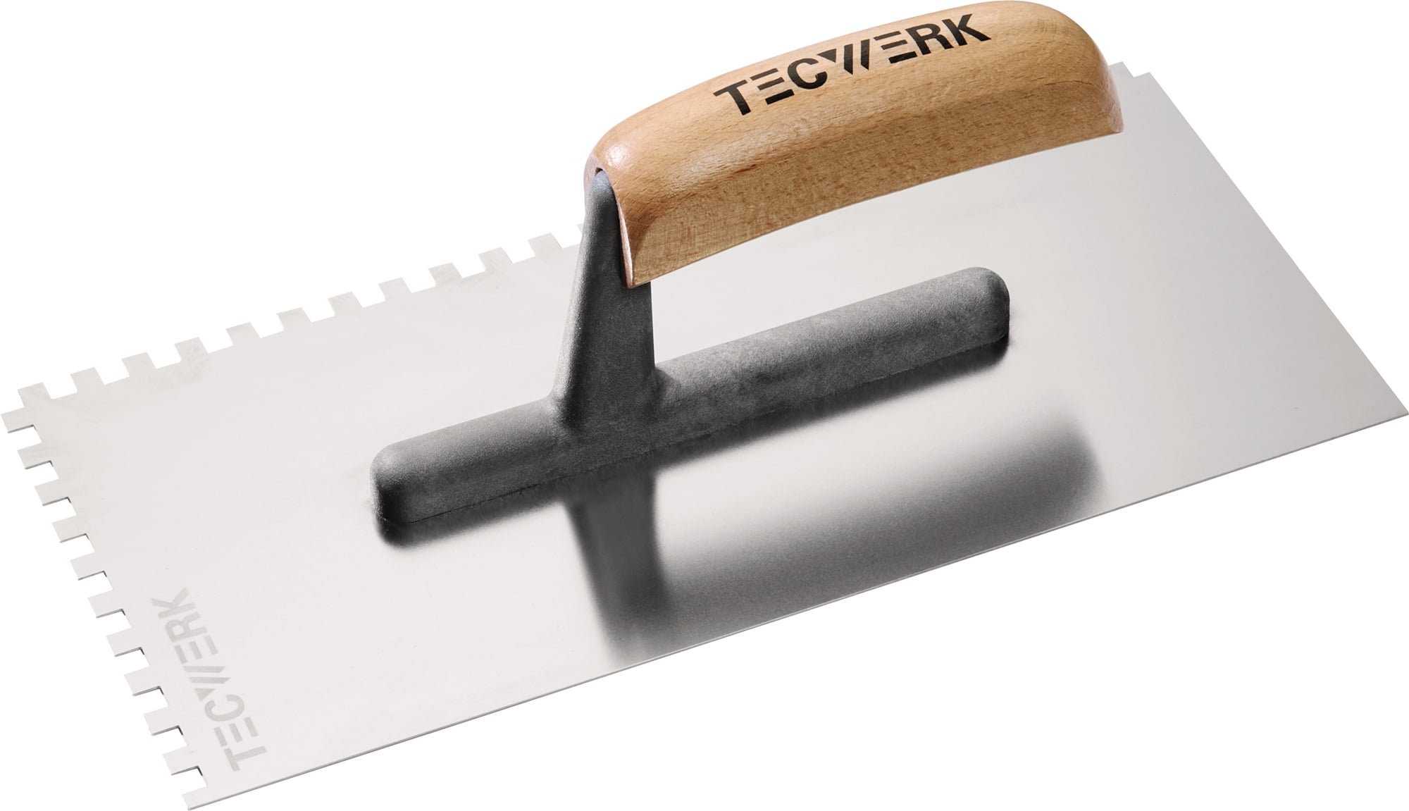 Glättekelle L.280mm B.130mm Zahn 6x6 rostfr.m.H-Heft VA S.0,7mm TECWERK