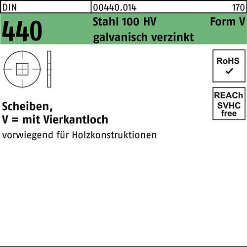 Scheibe DIN 440 V 11x34x3 Stahl 100 HV galv.verz. 100St.