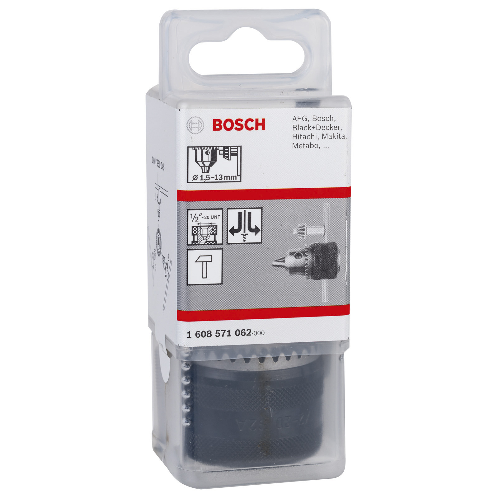 Bosch Zahnkranzbohrfutter bis 13 mm, 1,5 - 13 mm, 1/2 - 20, für Rechts-/Linkslauf - 1608571062