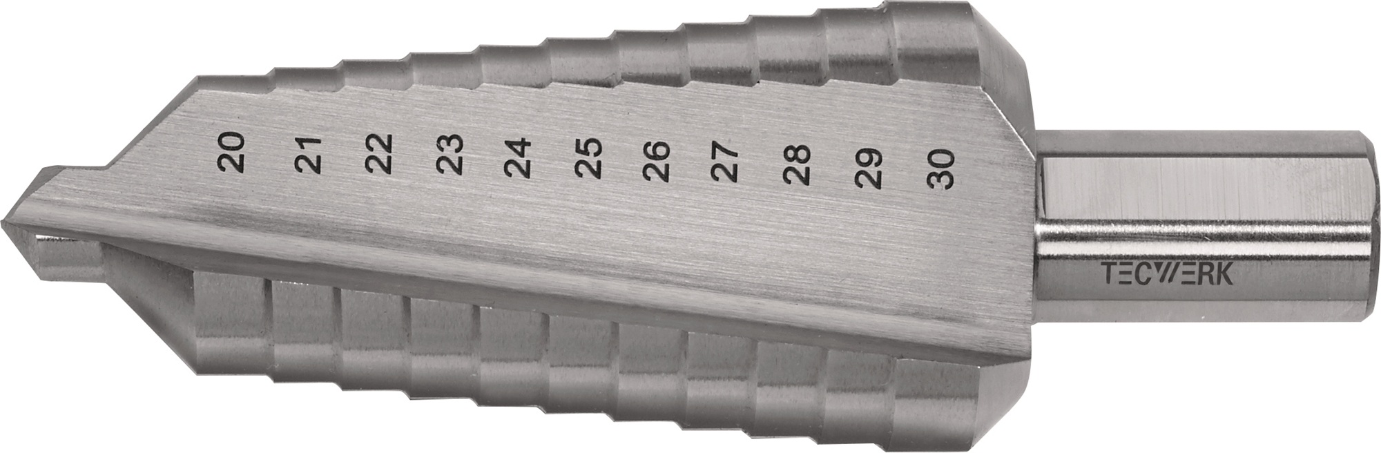 Stufenbohrer Bohrber.20-30mm HSS ger.genutet Z.2 Stufen 11 TECWERK