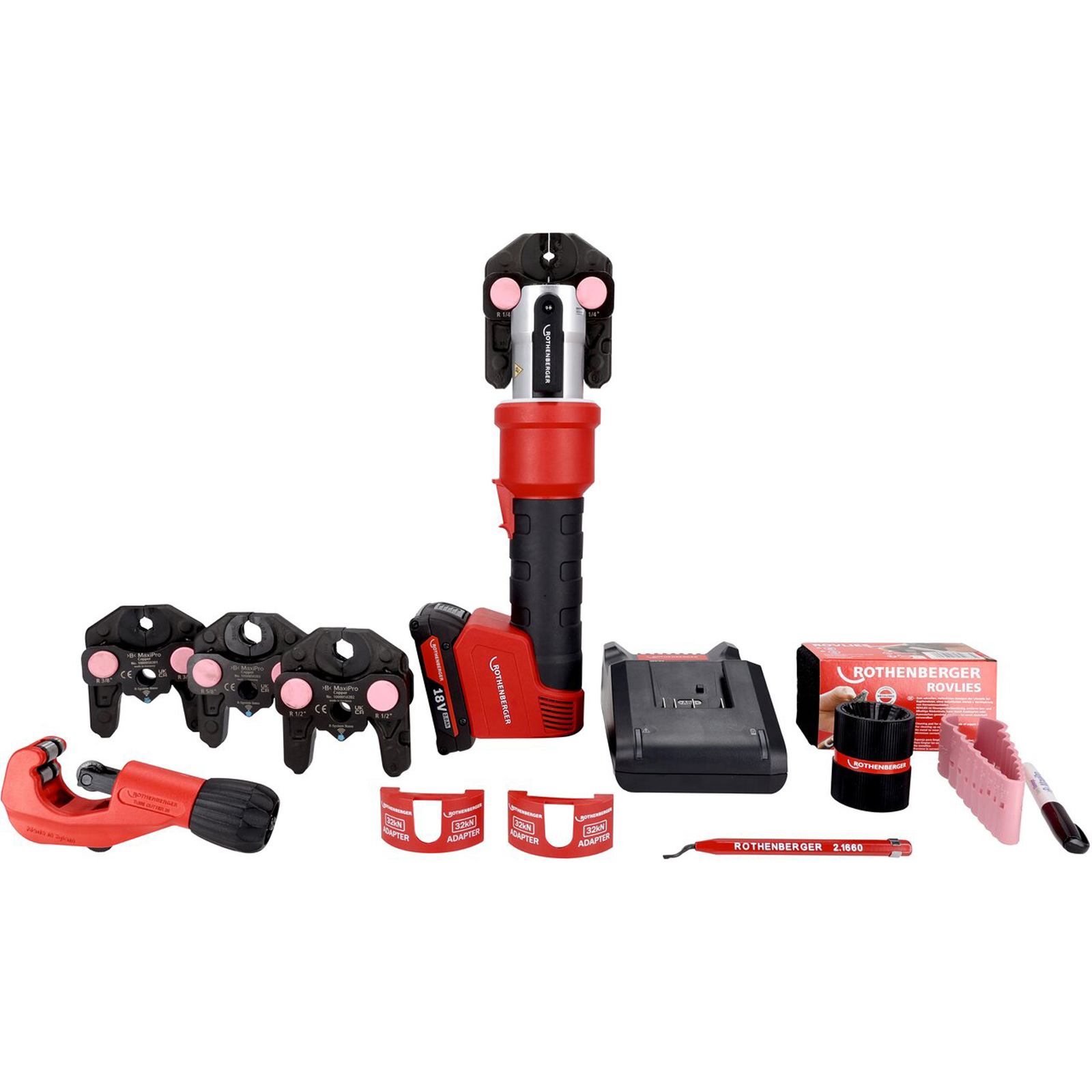 ROTHENBERGER ROMAX NANO iJAWs Set, >B<MaxiPro 1/4-3/8-1/2-5/8", 2Ah, AMPShare - 1000005622
